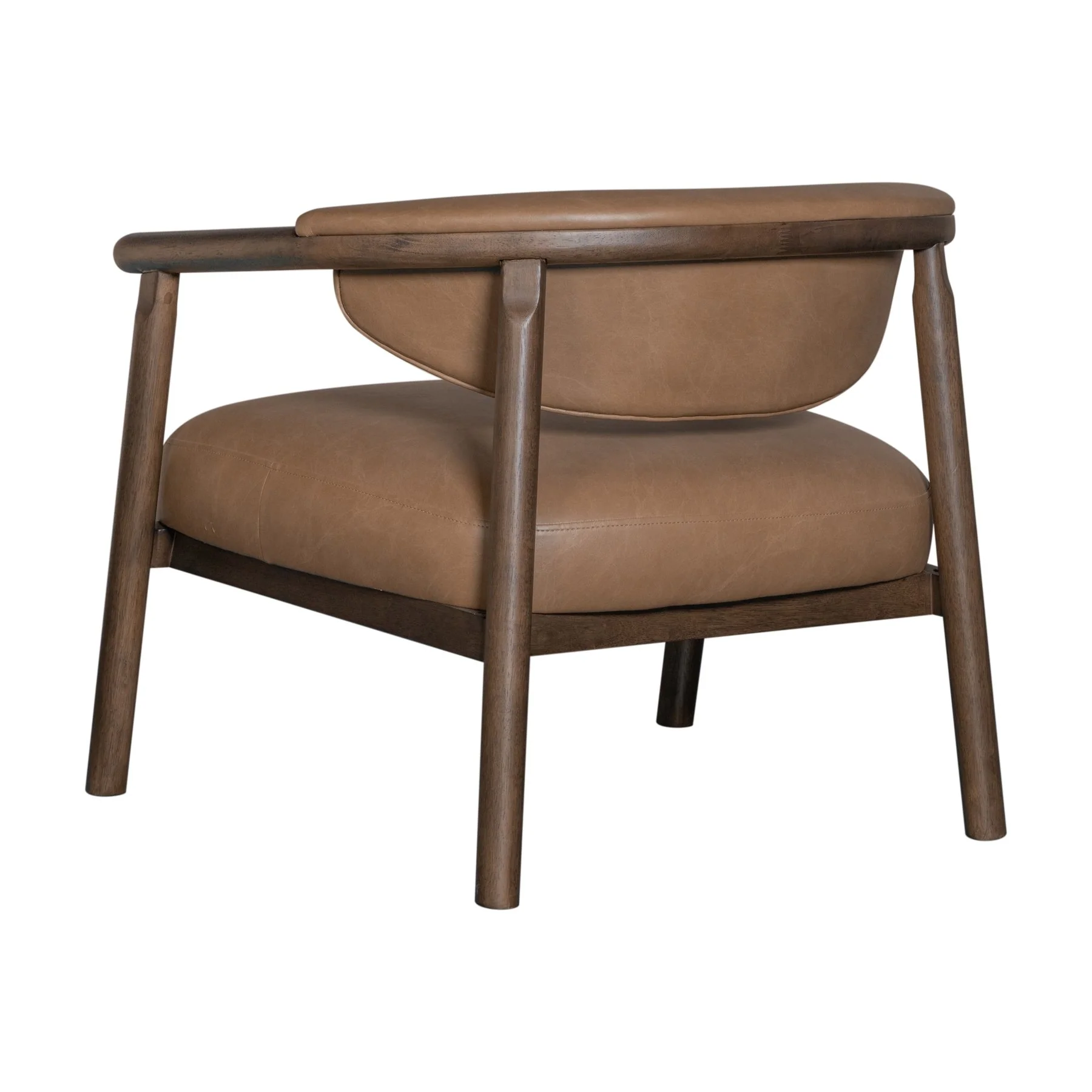 Autumn Accent Chair in Bistre Brown Faux Leather with Dark Chestnut Brown Finish - Image 3