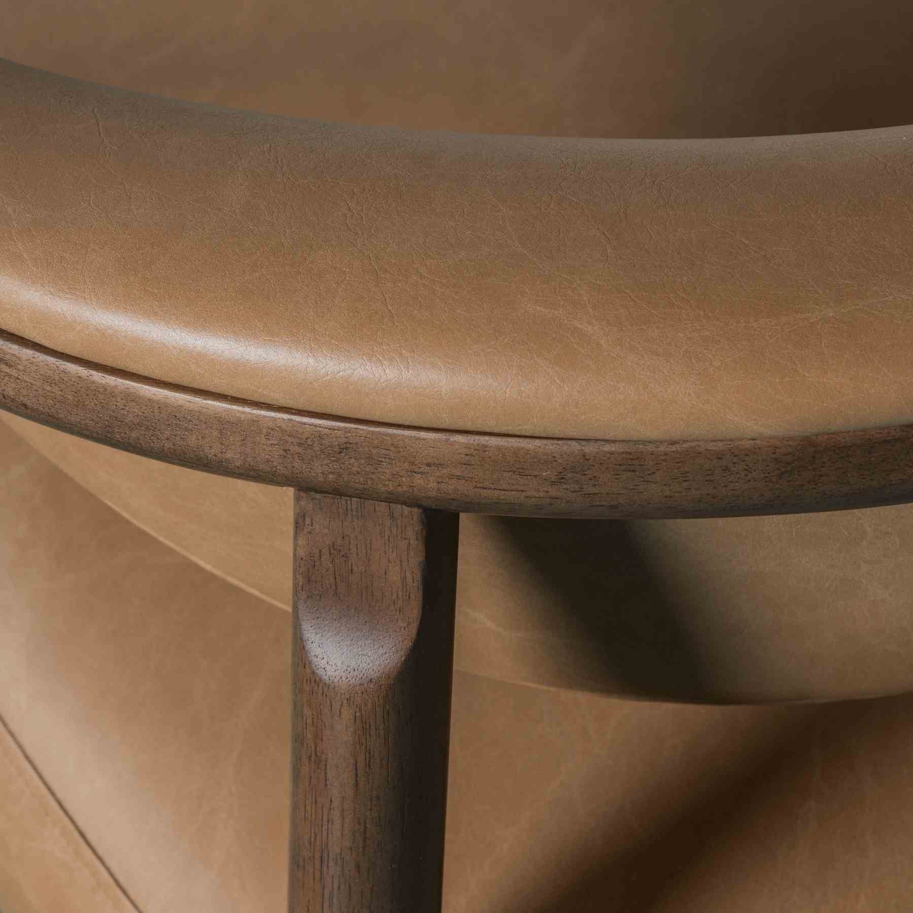 Autumn Accent Chair in Bistre Brown Faux Leather with Dark Chestnut Brown Finish - Image 7