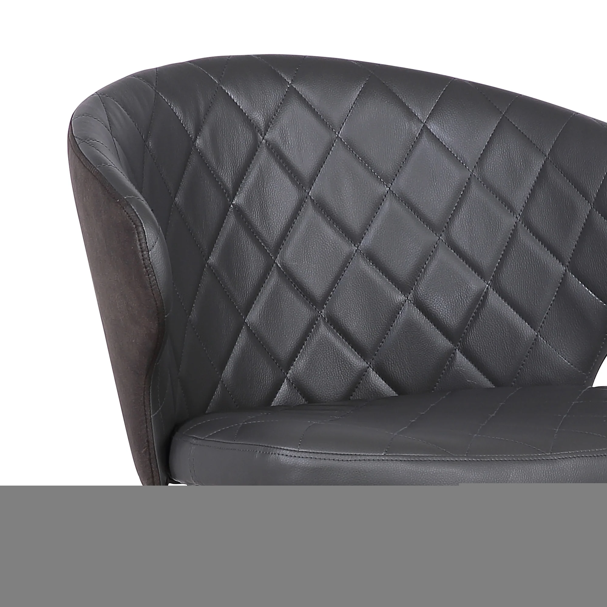 Ava Contemporary Dining Chair in Black Powder Coated Finish and Gray Faux Leather - Image 2