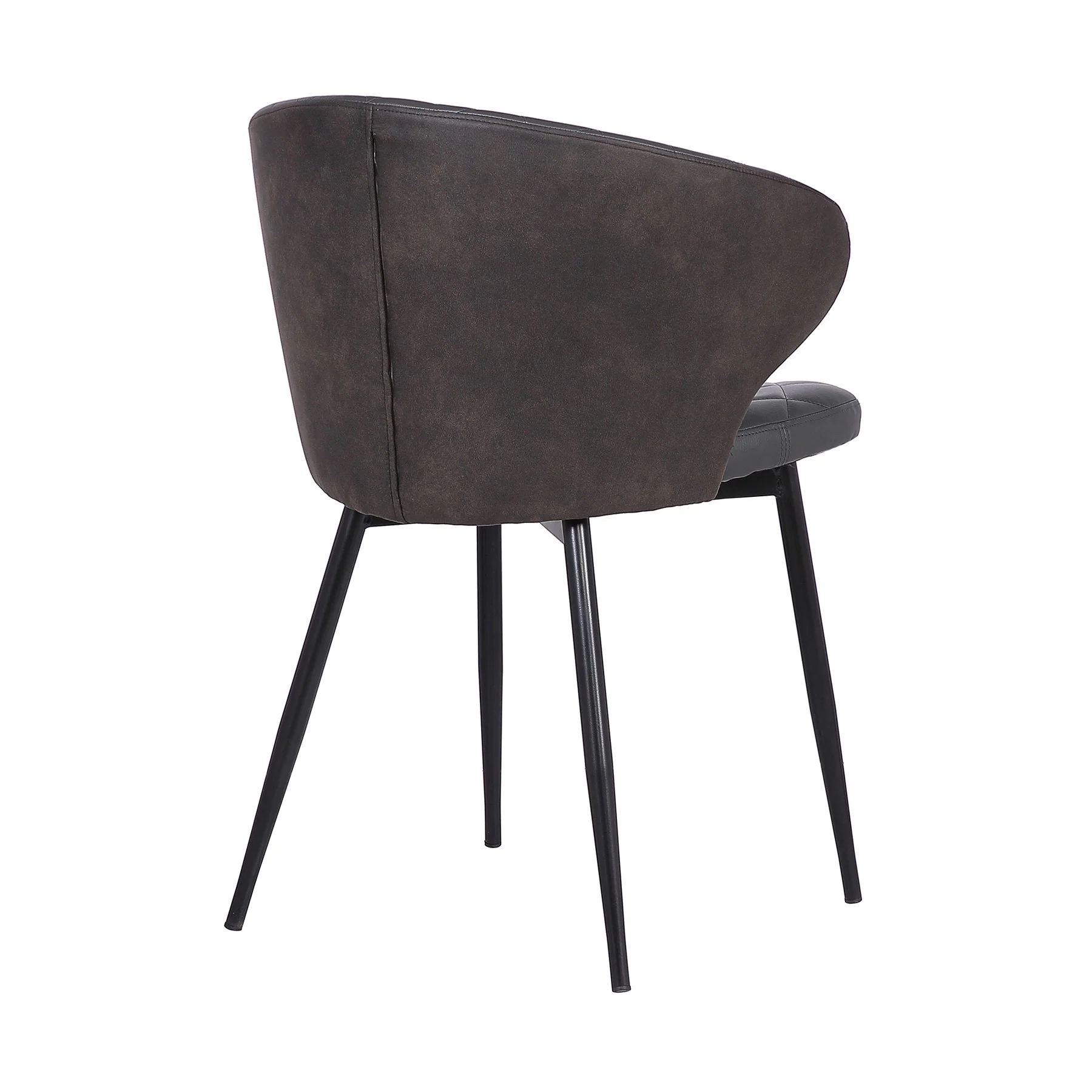 Ava Contemporary Dining Chair in Black Powder Coated Finish and Gray Faux Leather - Image 4