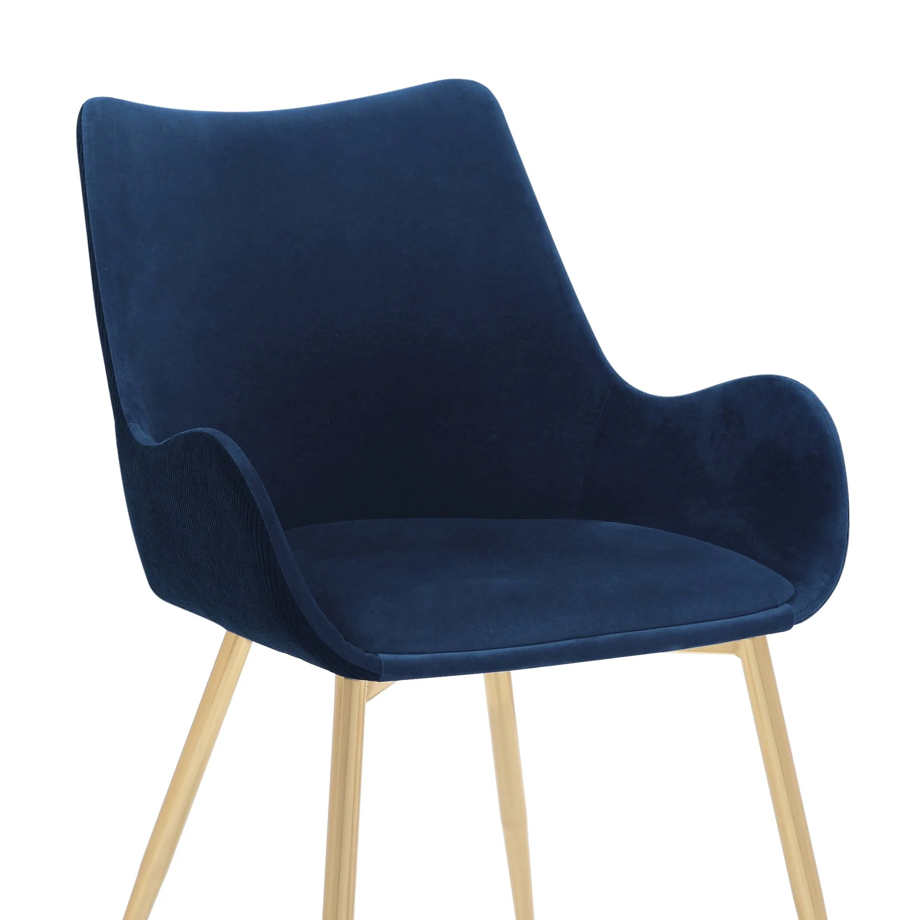 Avery Blue Fabric Dining Room Chair with Gold Legs - Image 6