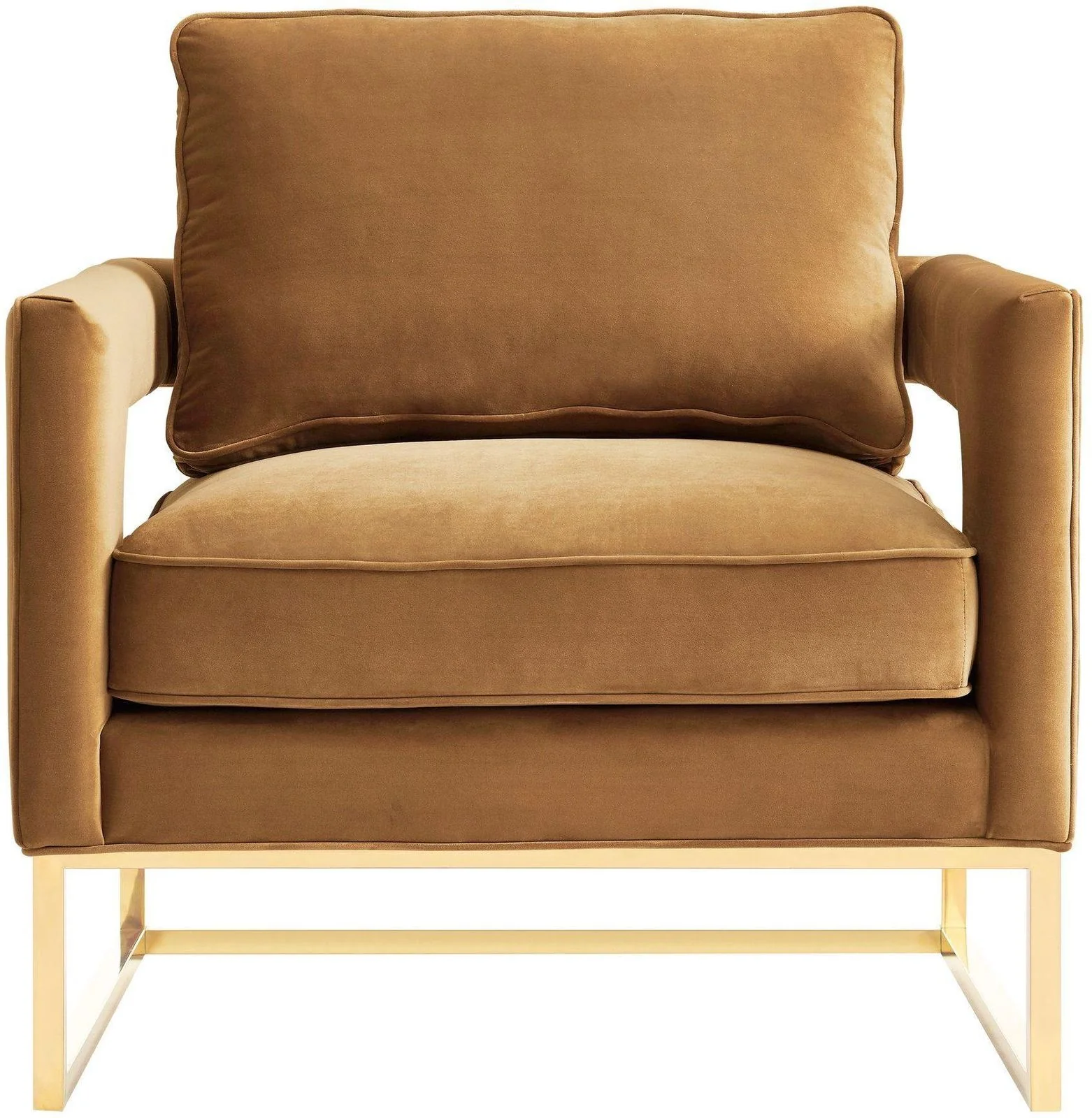 Avery Cognac Velvet Chair With Polished Gold Base - Image 3