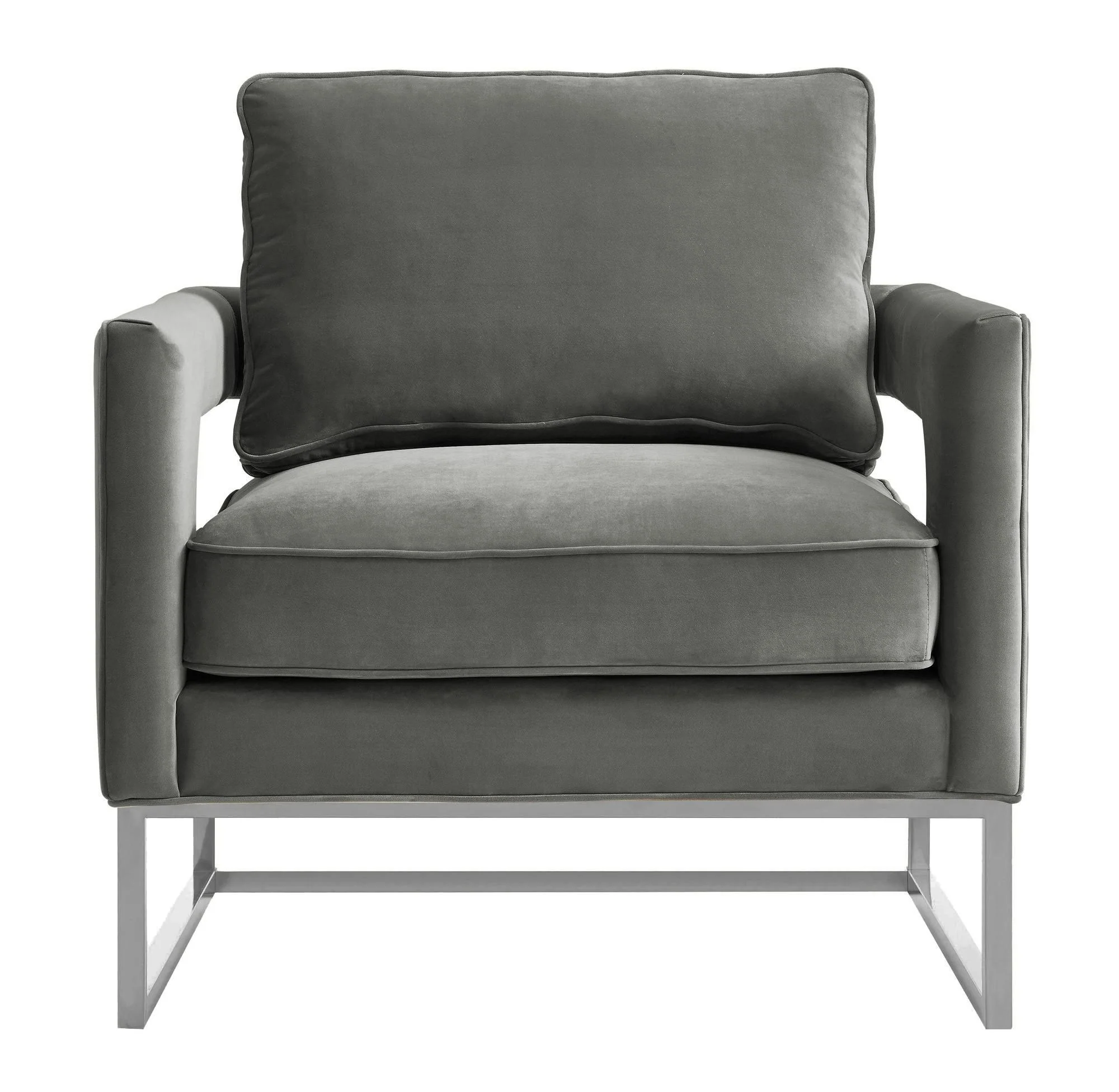 Avery Grey Velvet Chair - Silver Frame - Image 3
