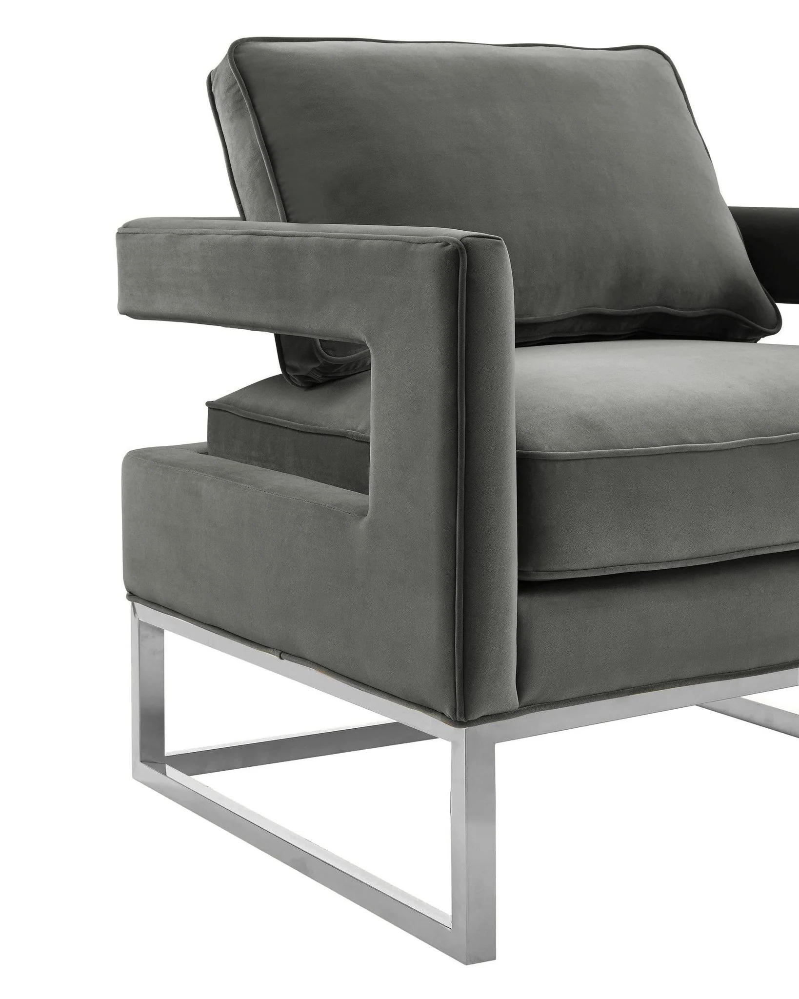 Avery Grey Velvet Chair - Silver Frame - Image 5
