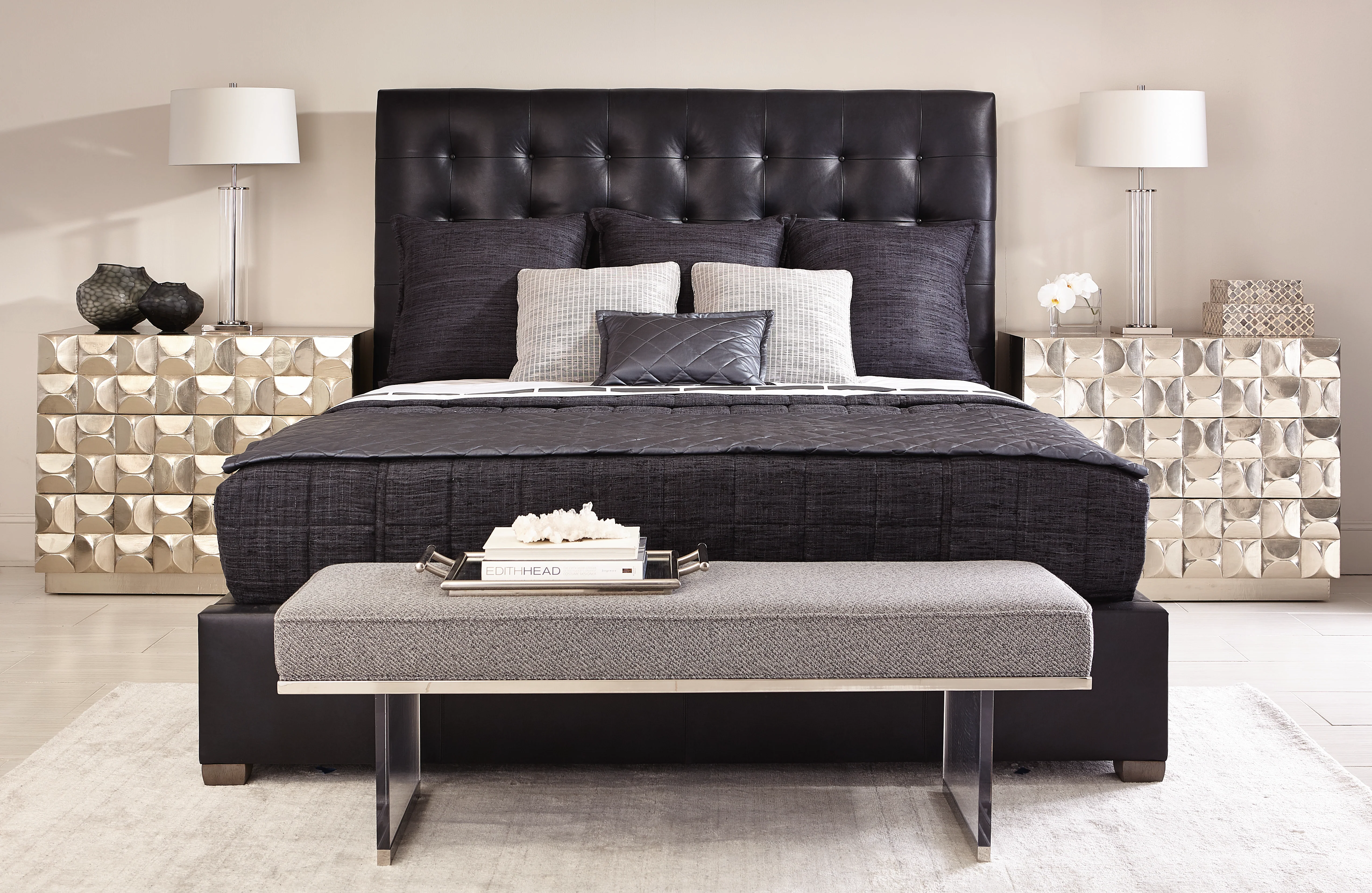 Avery Leather Panel Bed - Image 3