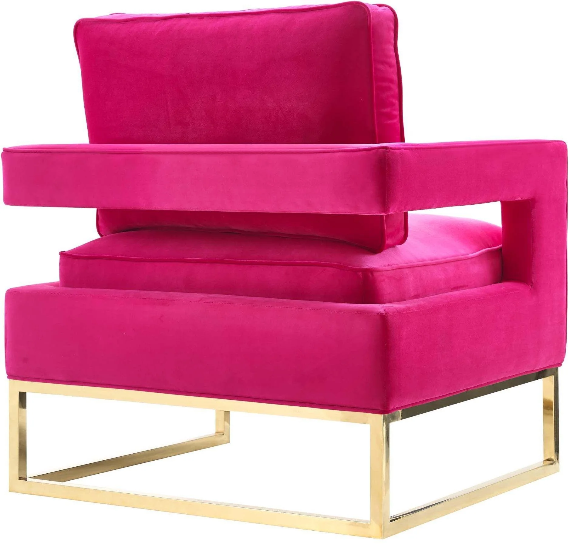 Avery Pink Velvet Chair With Polished Gold Base - Image 4