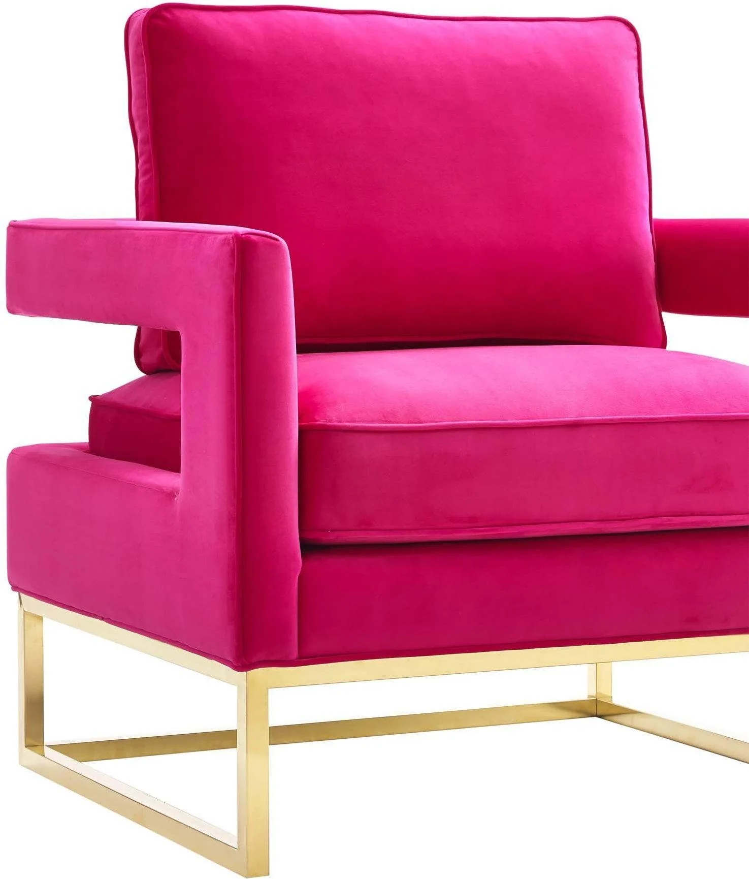 Avery Pink Velvet Chair With Polished Gold Base - Image 5