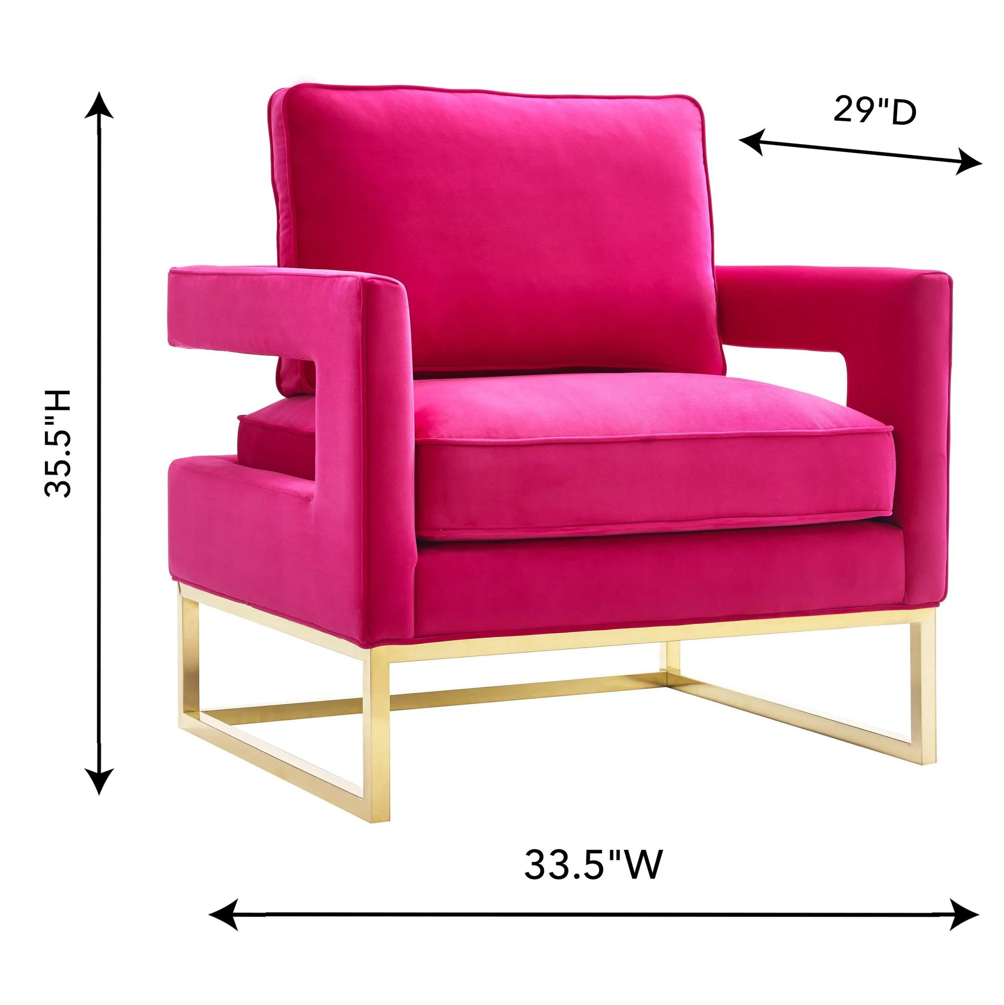 Avery Pink Velvet Chair With Polished Gold Base - Image 6