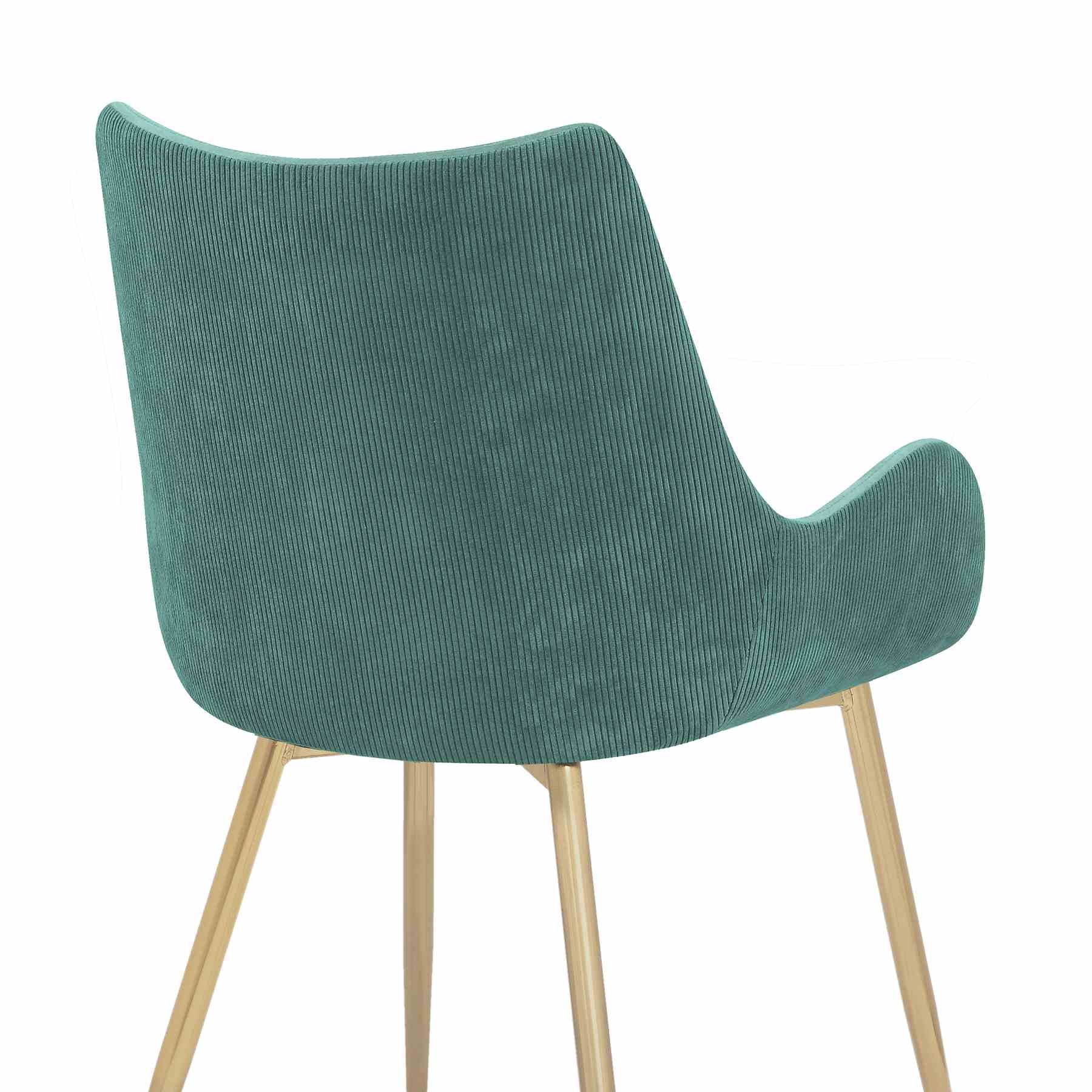 Avery Teal Fabric Dining Room Chair with Gold Legs - Image 7