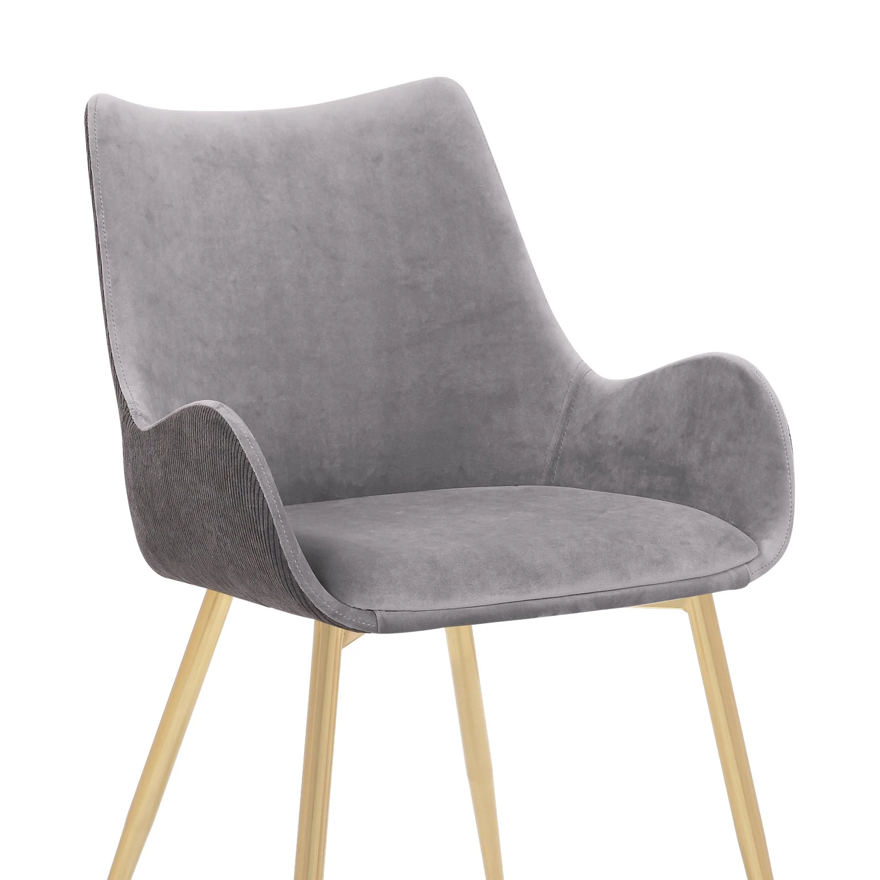 Avery Two Tone Gray Fabric Dining Room Chair with Gold Legs - Image 6