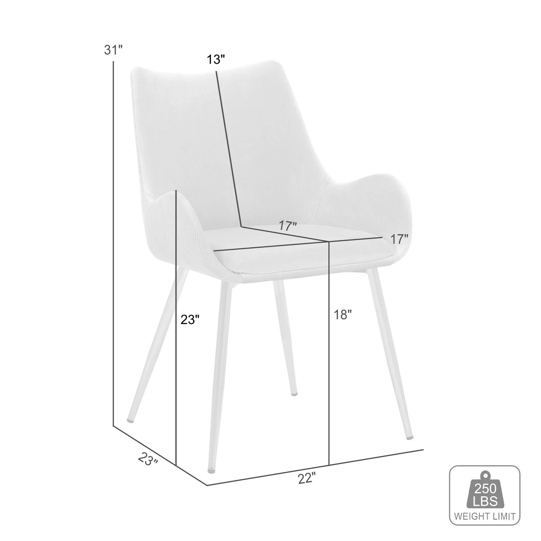 Avery Two Tone Gray Fabric Dining Room Chair with Gold Legs - Image 8