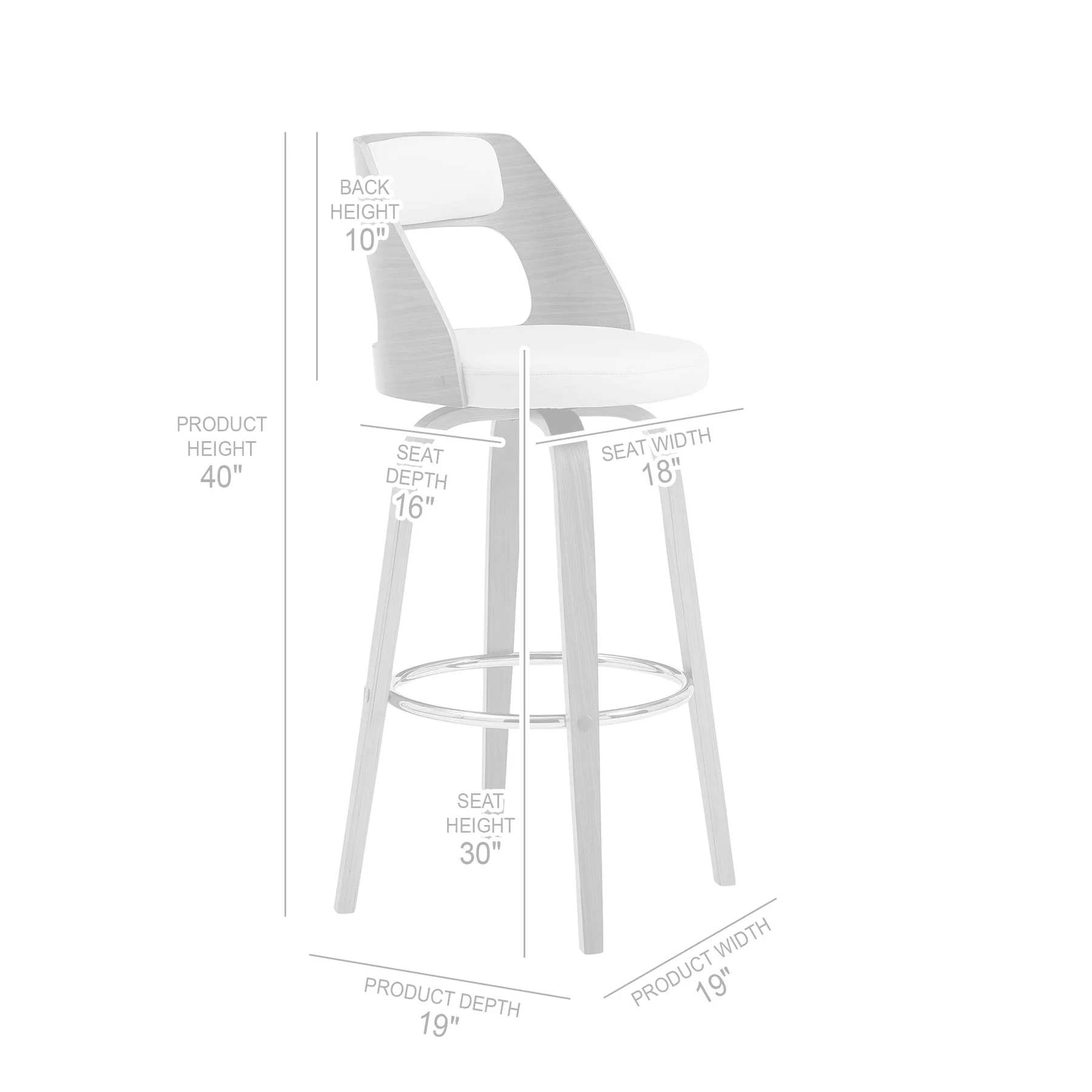 Axel 30" Swivel Bar Stool in Cream Faux Leather and Walnut Wood - Image 8