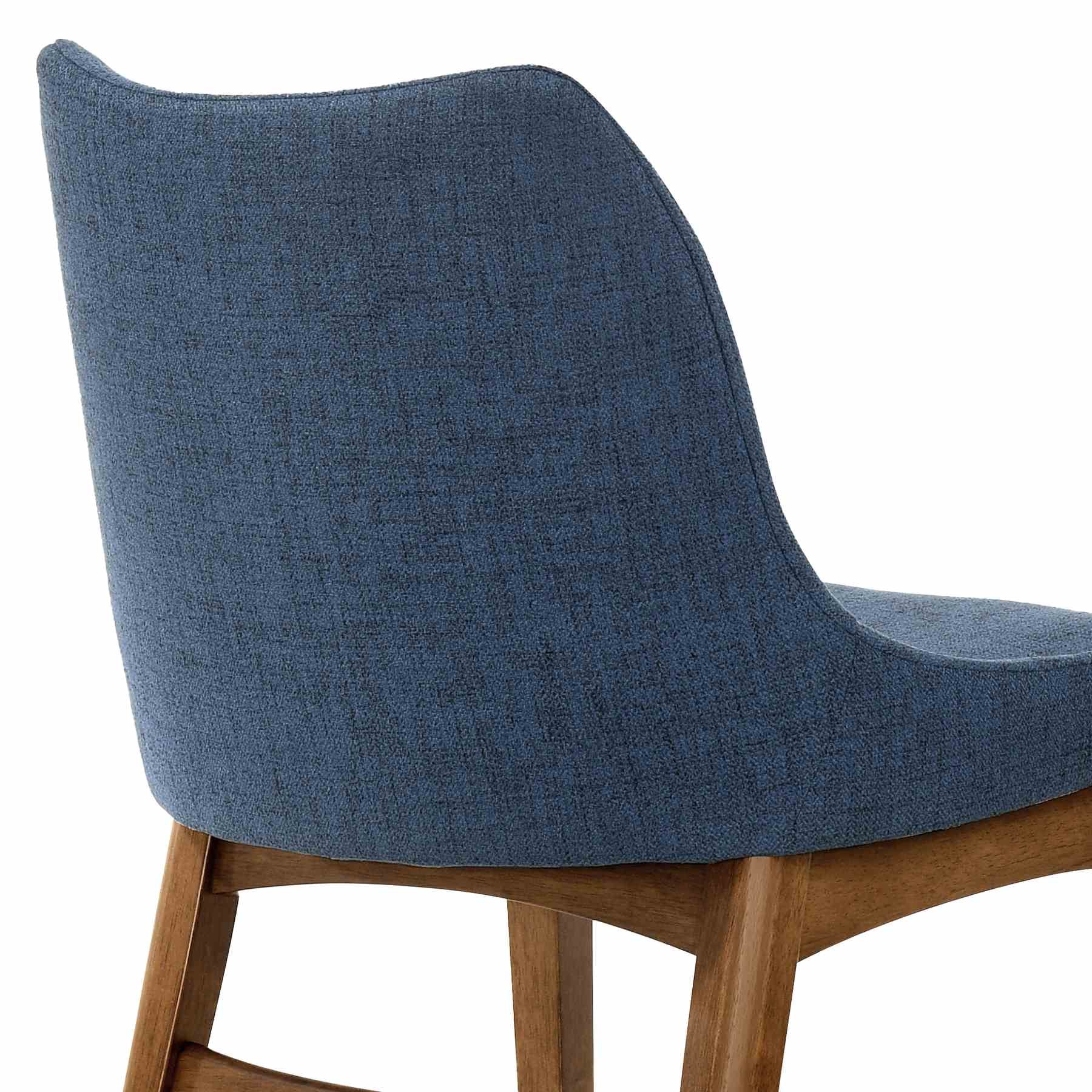 Azalea Blue Fabric and Walnut Wood Dining Side Chairs - Set of 2 - Image 6