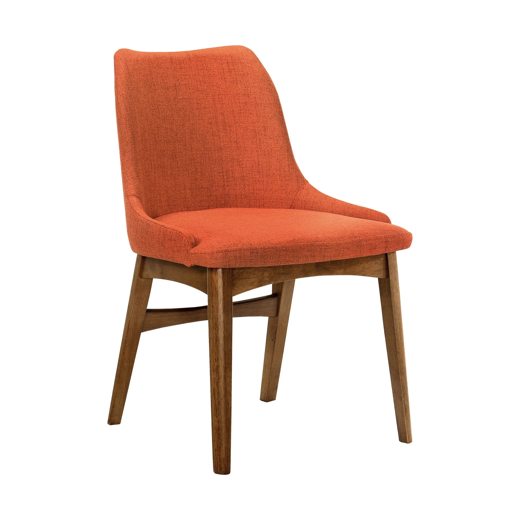 Azalea Orange Fabric and Walnut Wood Dining Side Chairs - Set of 2 - Image 2
