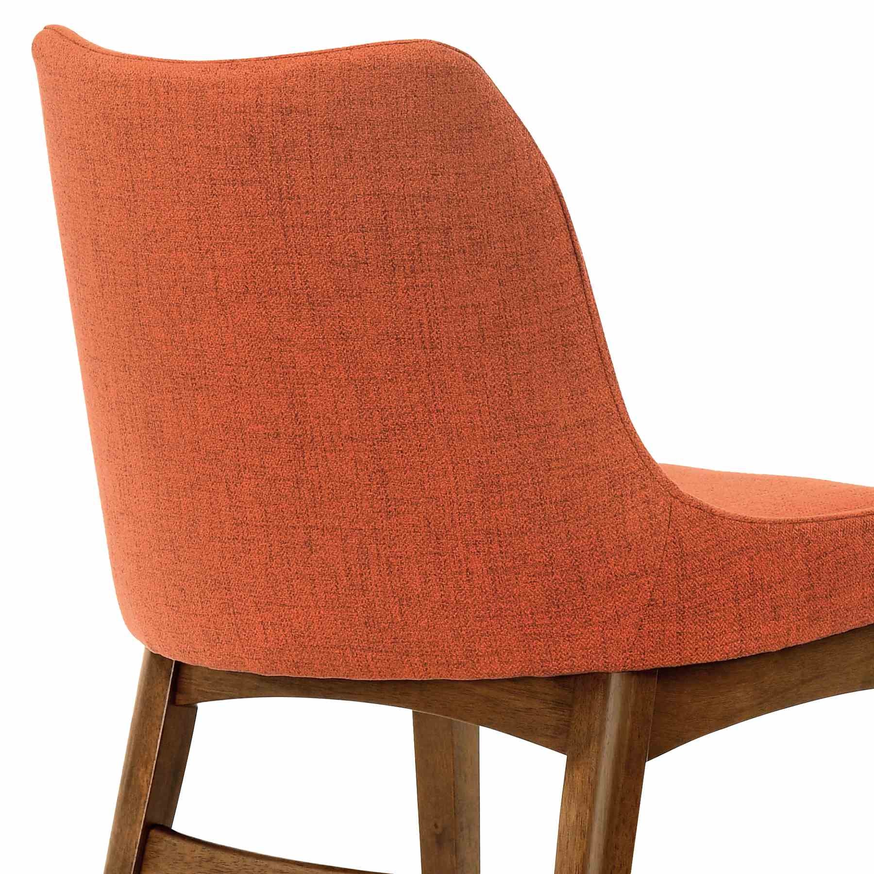 Azalea Orange Fabric and Walnut Wood Dining Side Chairs - Set of 2 - Image 6
