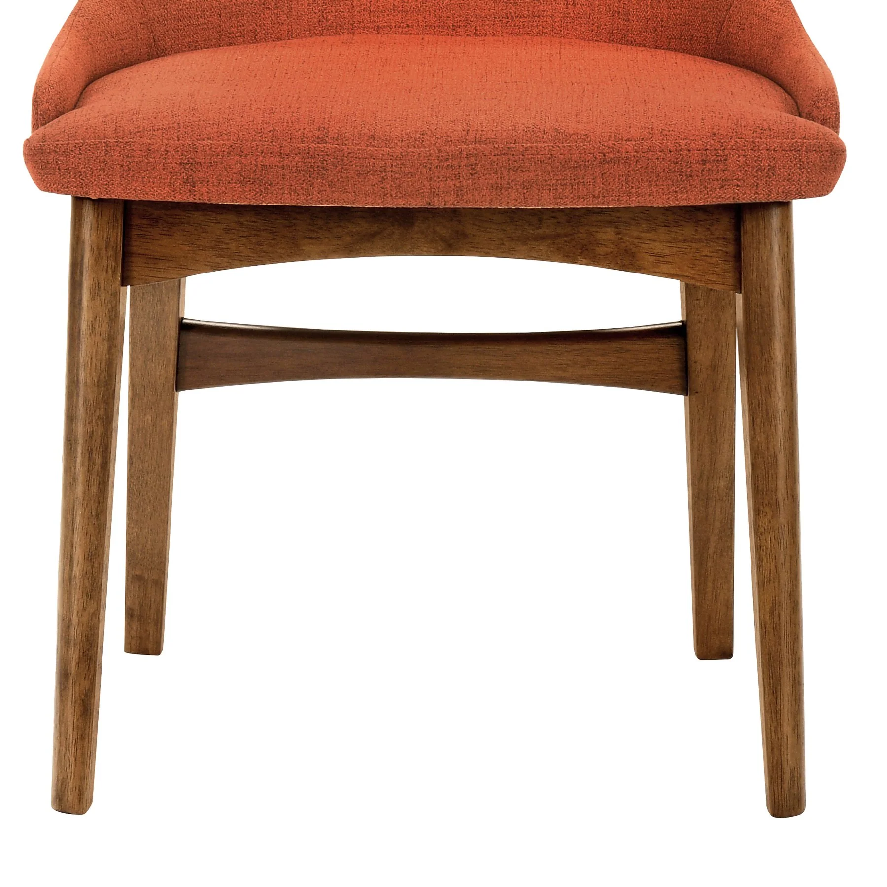 Azalea Orange Fabric and Walnut Wood Dining Side Chairs - Set of 2 - Image 7