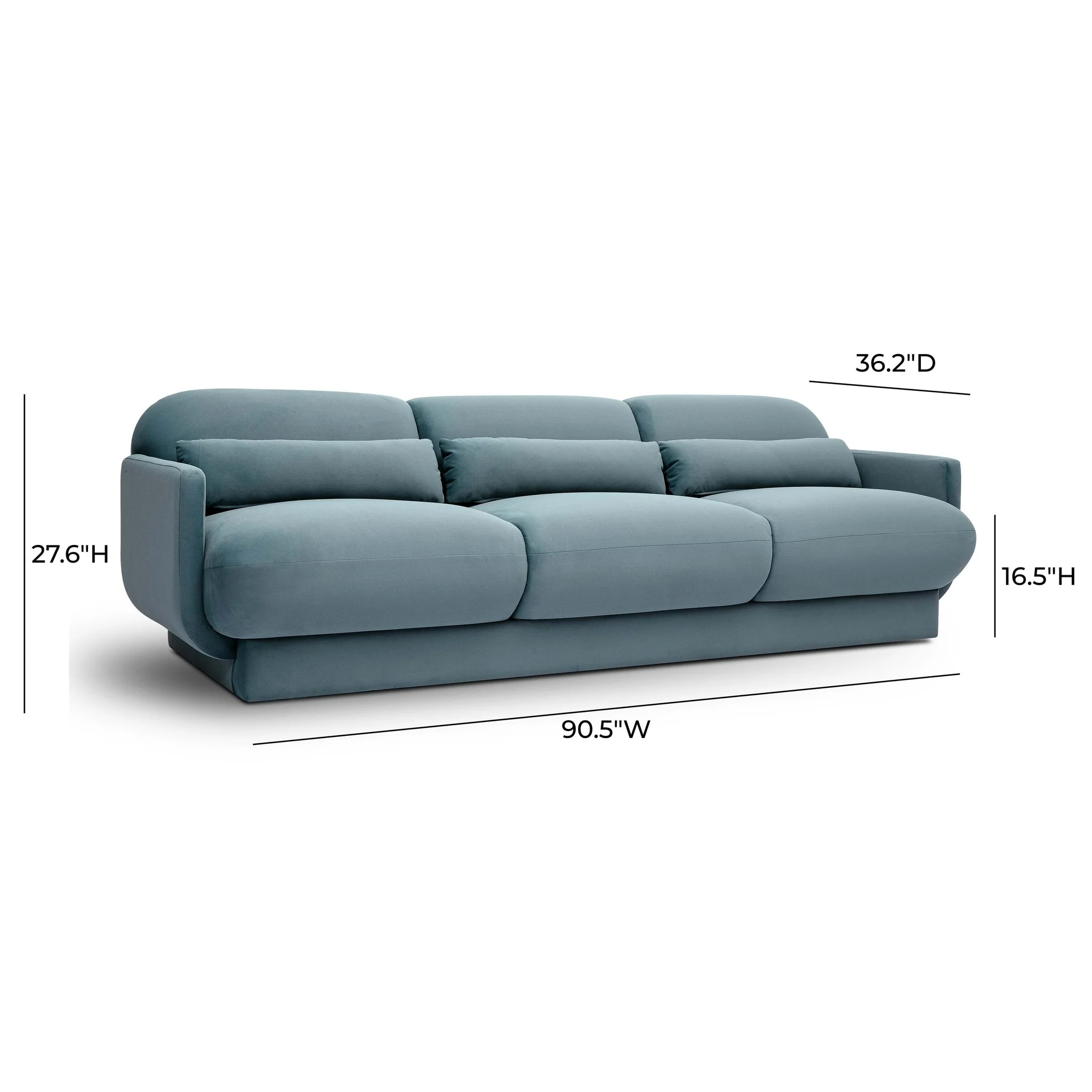 Azalea Powder Blue Velvet Sofa - Image 6
