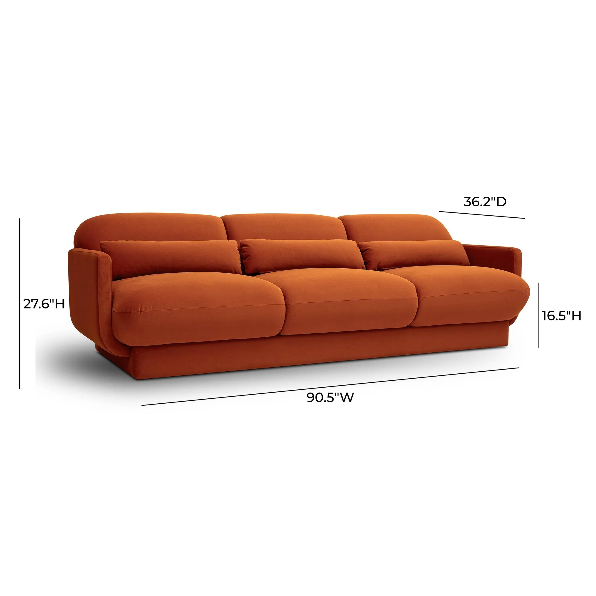 Azalea Rust Orange Velvet Sofa - Image 6