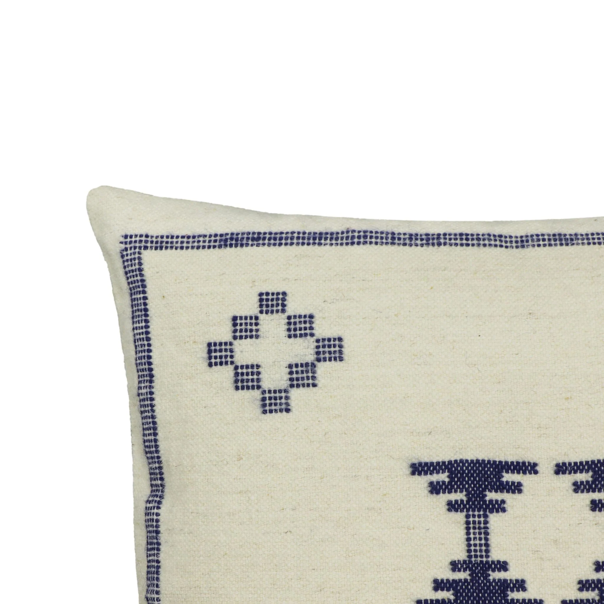 Aztec Cream & Indigo Wool 20 inch Square Accent Cushion - Image 7