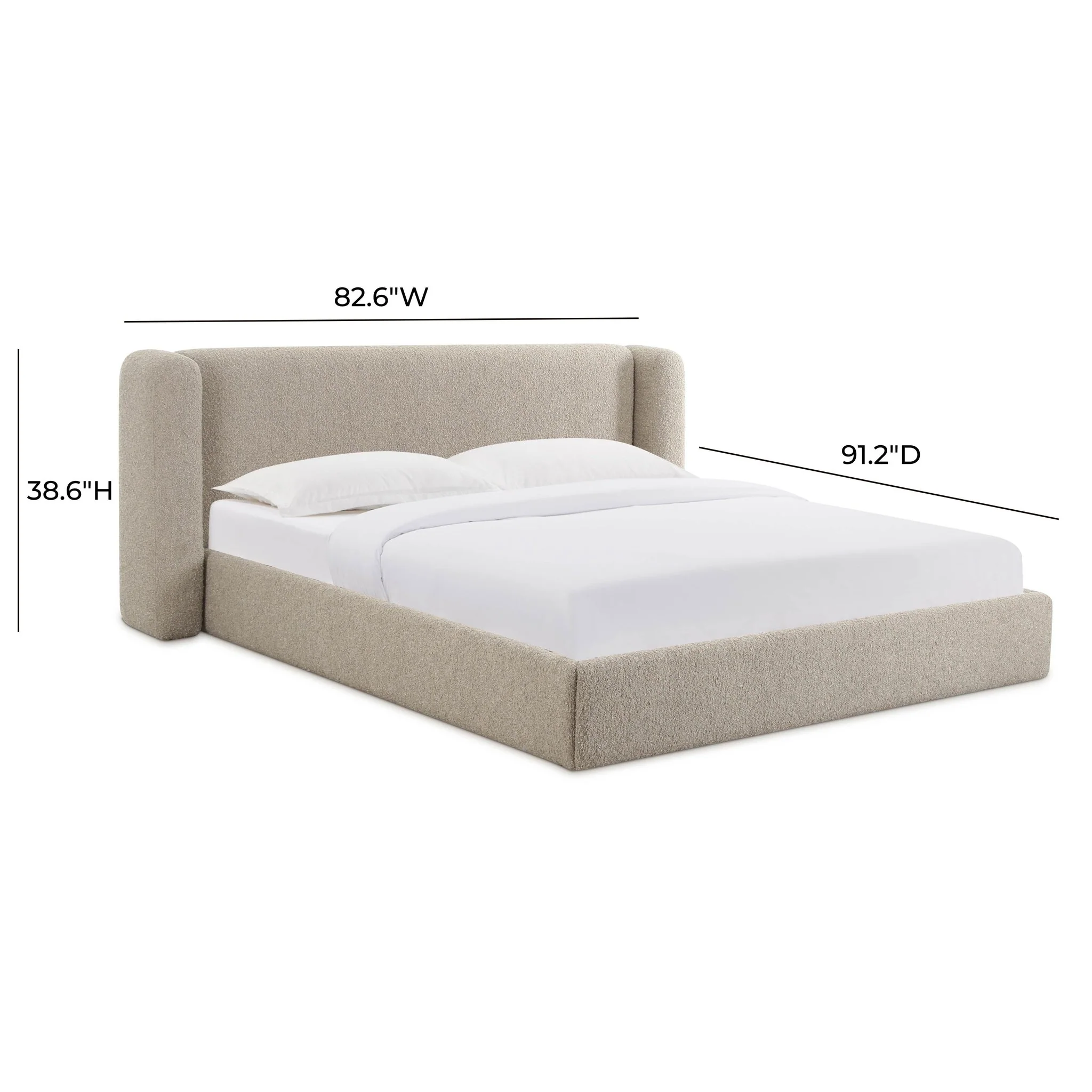 Babette Tan Boucle Queen Bed - Image 9