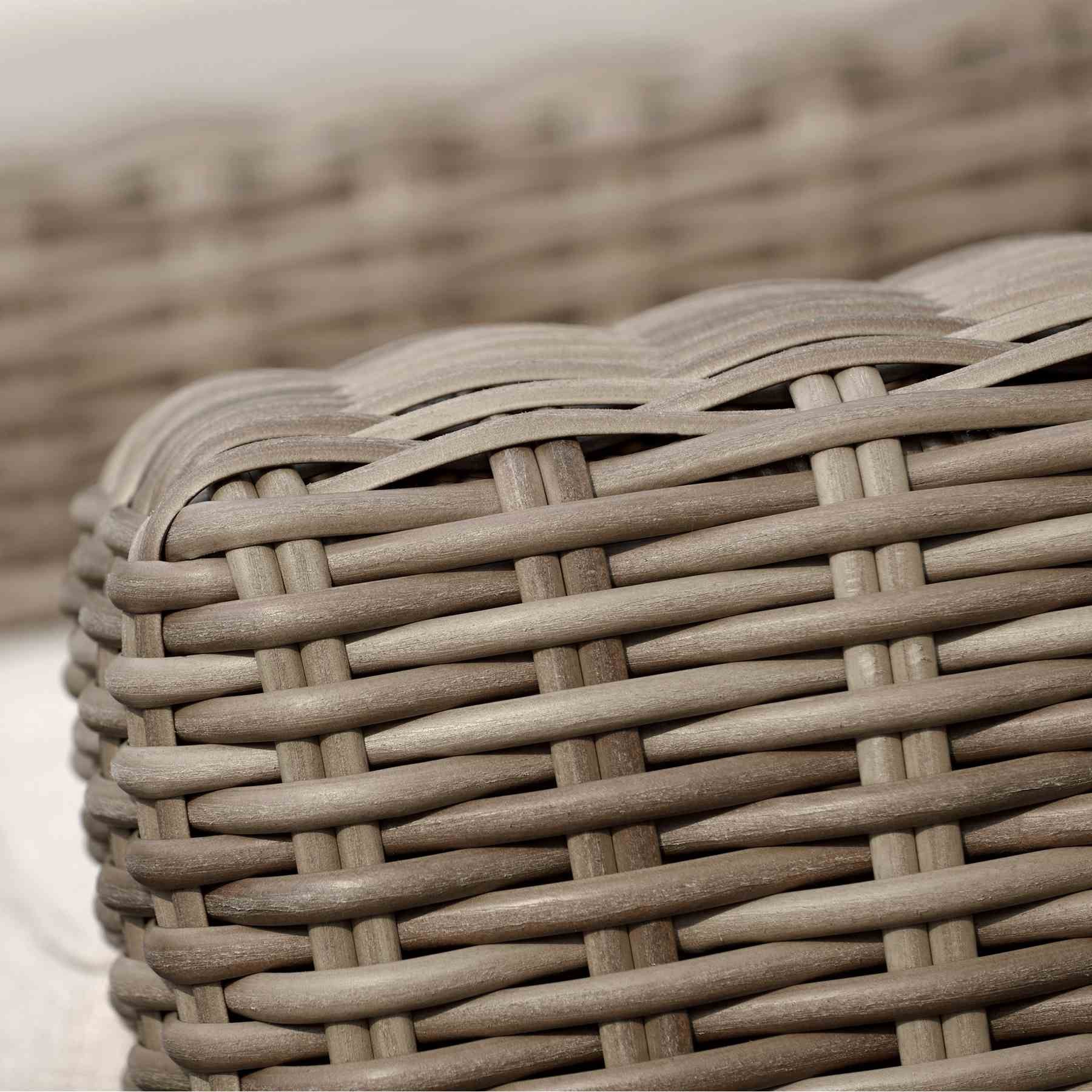 Bahamas Outdoor Wicker & Teak Wood Lounge Chair with Beige Olefin - Image 6