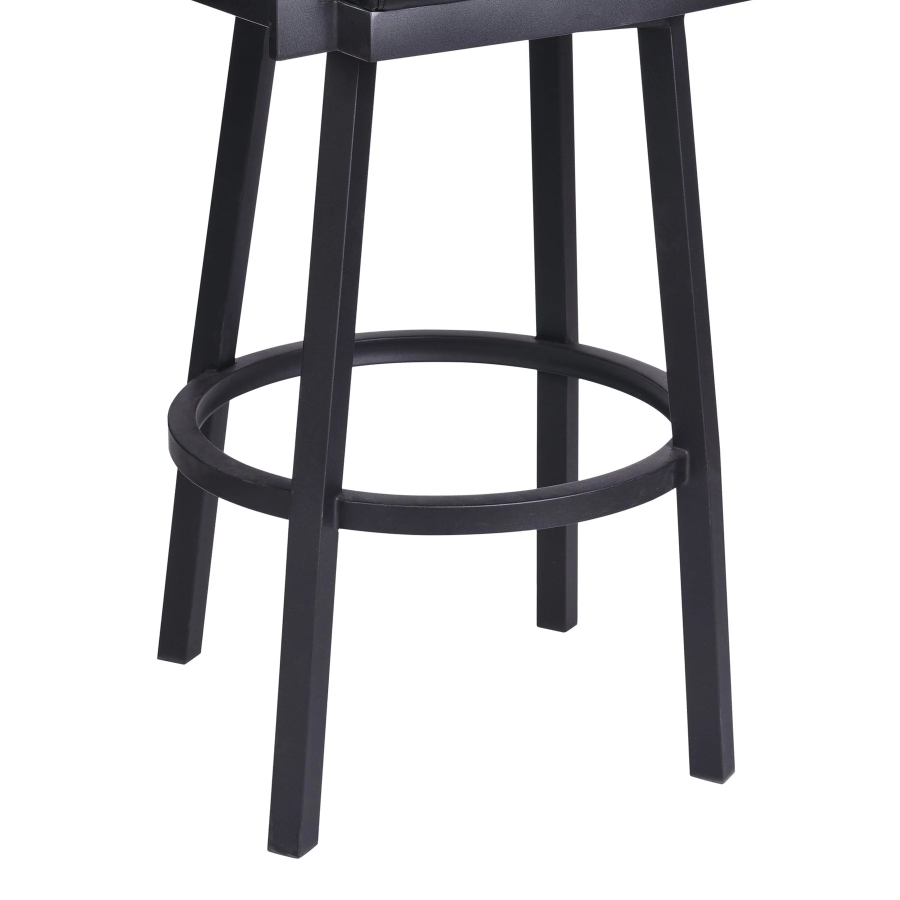 Balboa 26" Counter Height Swivel Vintage Black Faux Leather and Metal Bar Stool with Arms - Image 6
