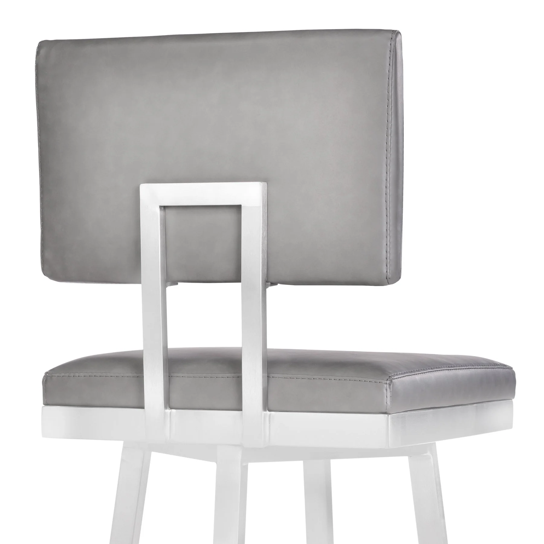 Balboa 30" Bar Height Swivel Vintage Gray and Brushed Stainless Steel Bar Stool - Image 4