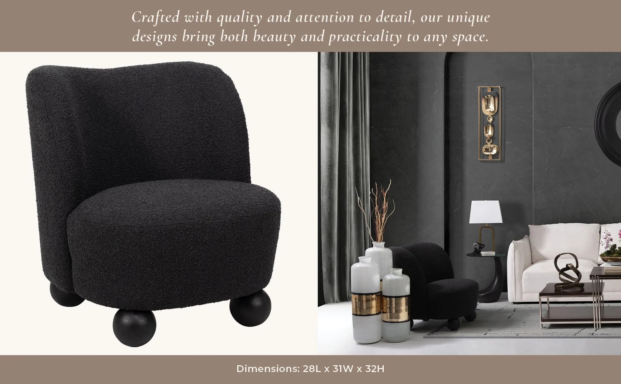 Ball-foot Accent Chair, Black - Image 12