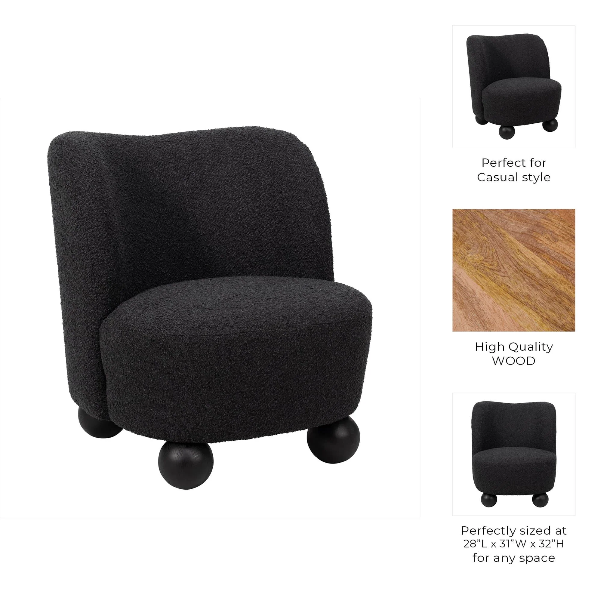Ball-foot Accent Chair, Black - Image 9
