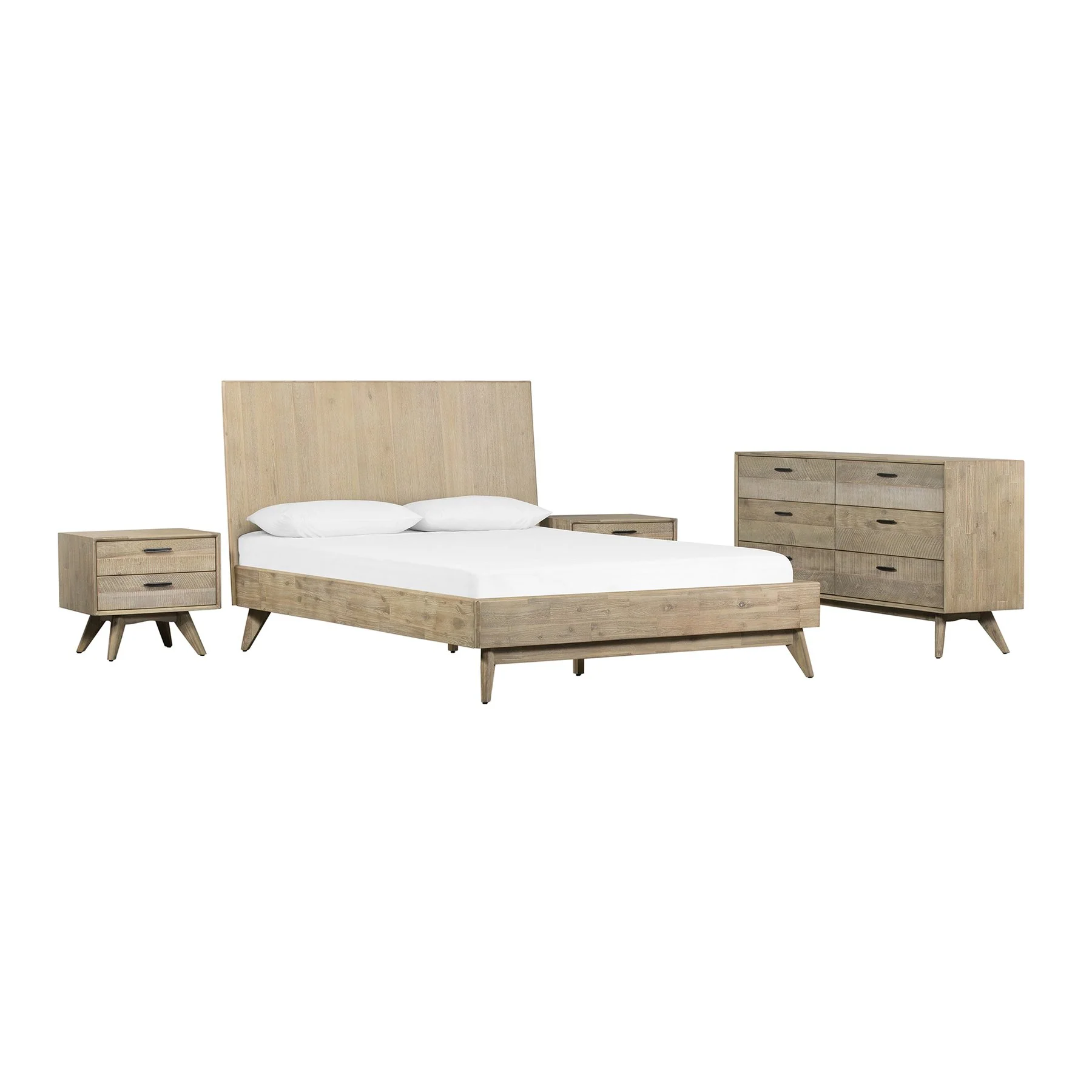Baly 4 Piece Acacia Queen Platform Bedroom Set with Dresser and Nightstands - Image 2