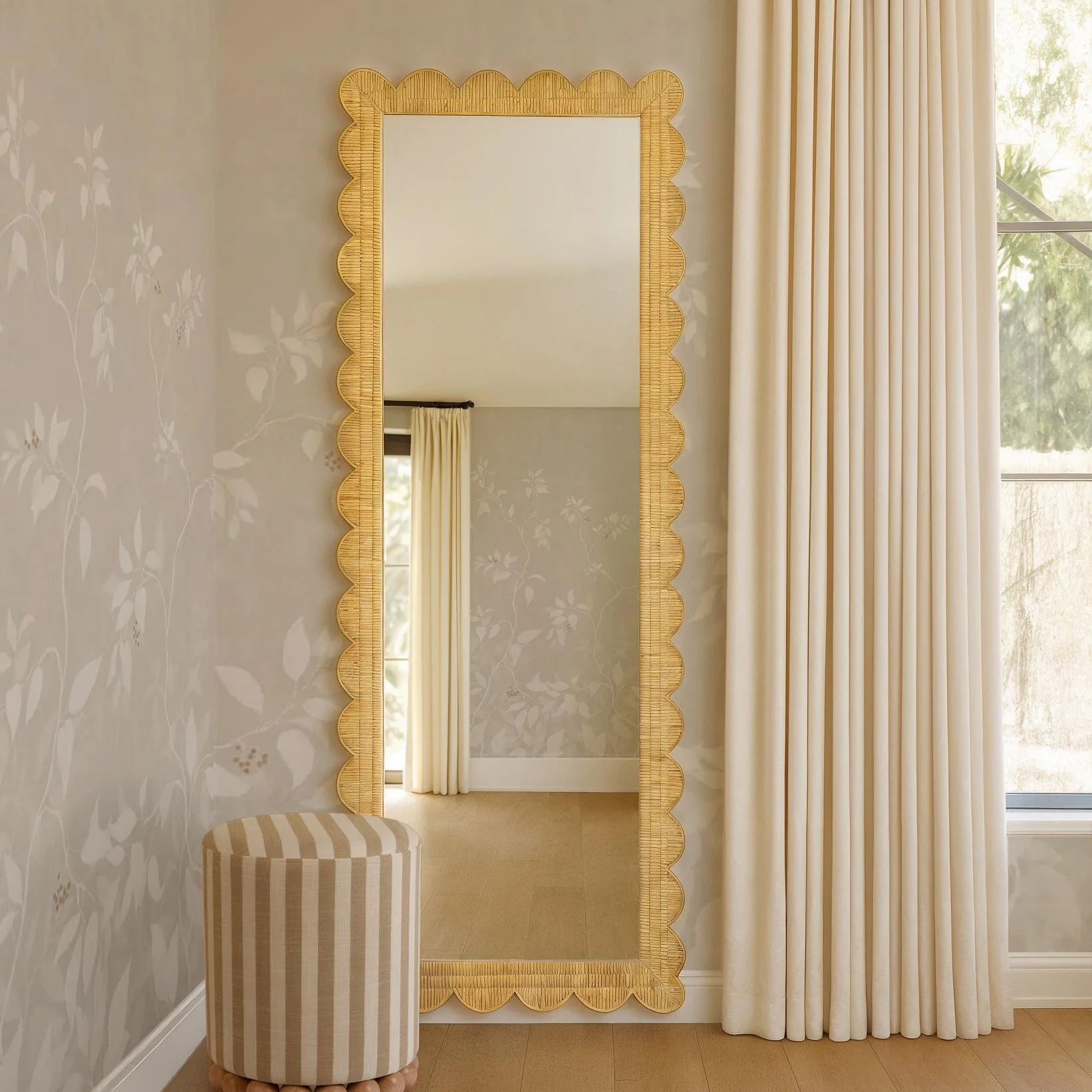 Bama Long Natural Rattan Wall Mirror - Image 2