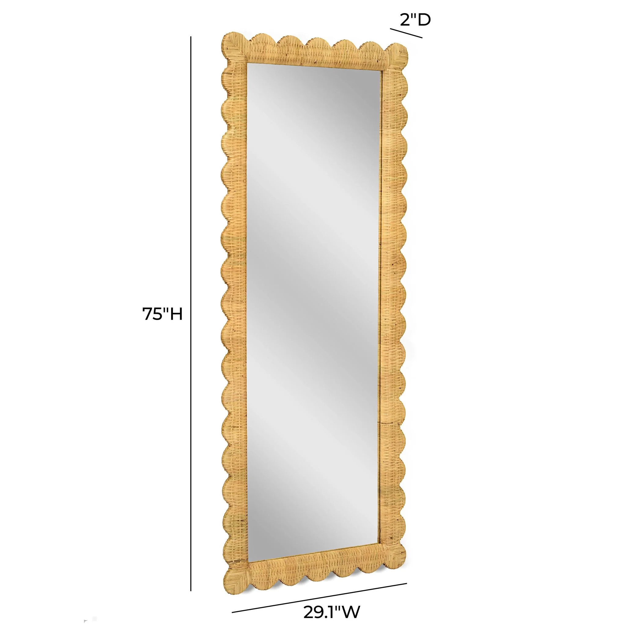 Bama Long Natural Rattan Wall Mirror - Image 7