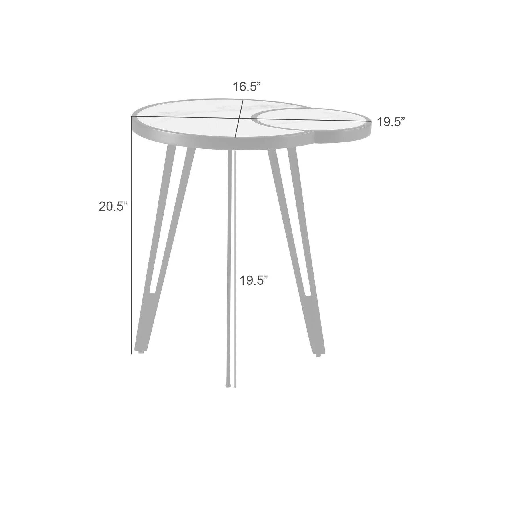 Banks Contemporary Modern 16.5 in. Oval White Coffee Table with Sintered Stone Top - Image 6