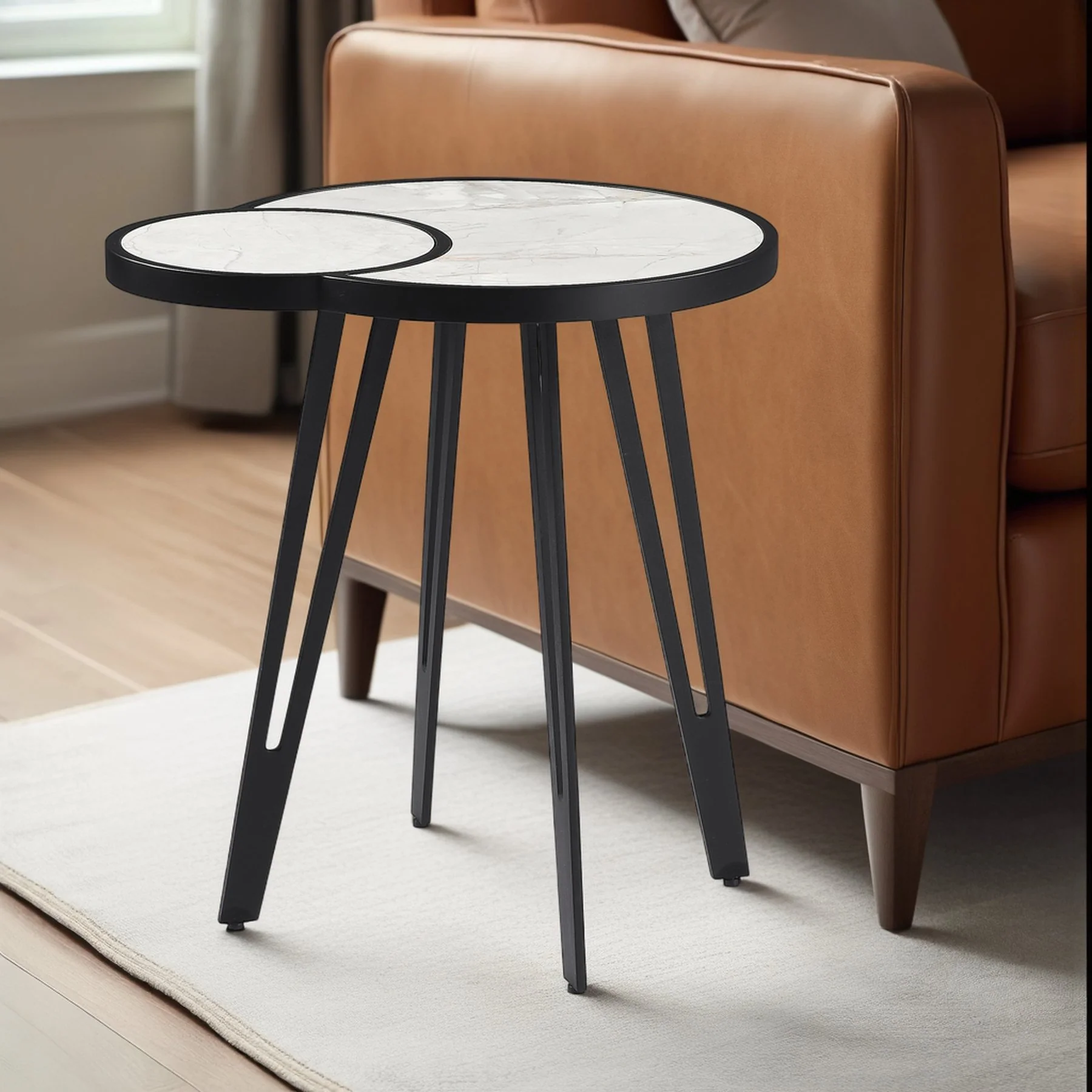 Banks Contemporary Modern 16.5 in. Oval White Coffee Table with Sintered Stone Top - Image 7