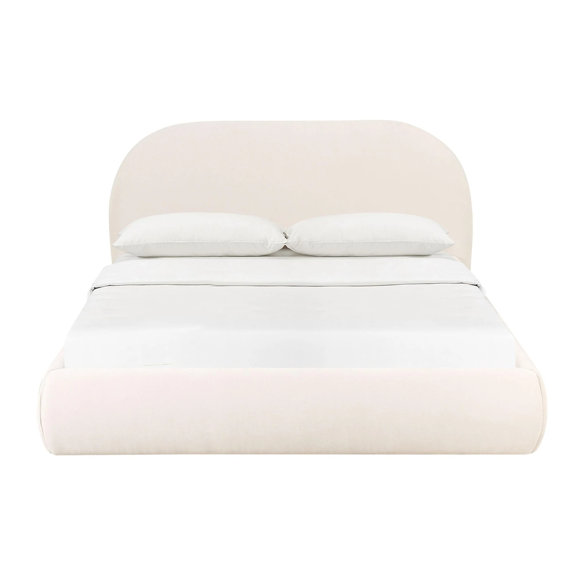Bara Cream Textured Velvet Queen Bed - Image 3