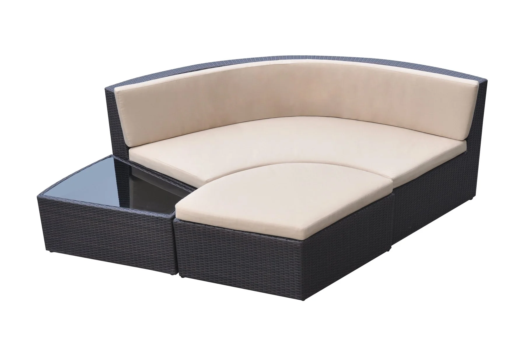 Barbados 9 piece Wicker Outdoor Patio Set in Black Powder Coated Finish with Water Resistant Beige Fabric Cushions - Image 2