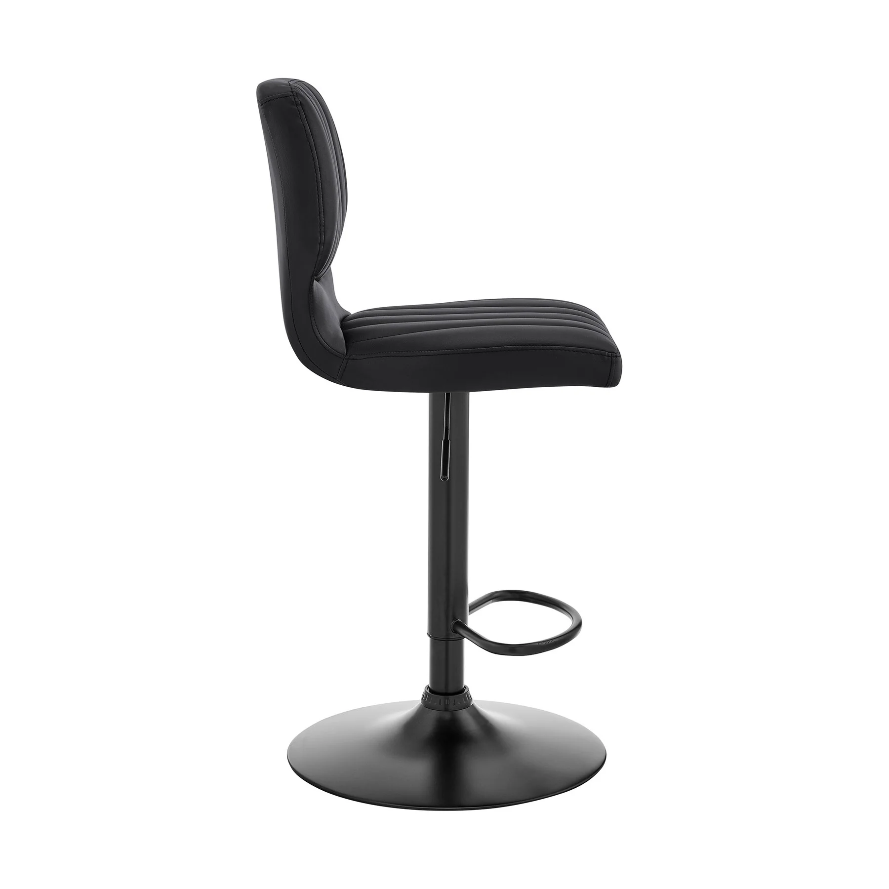 Bardot Adjustable Height Black Faux Leather Swivel Bar Stool - Image 3