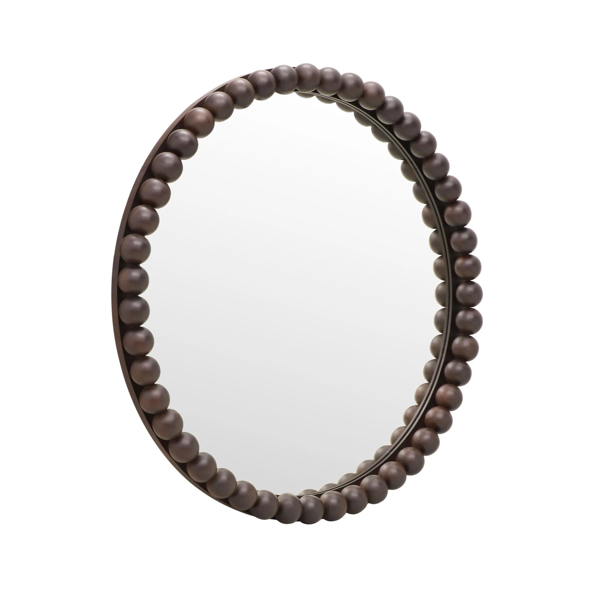 Baria Walnut Finish Round Wall Mirror - Image 3