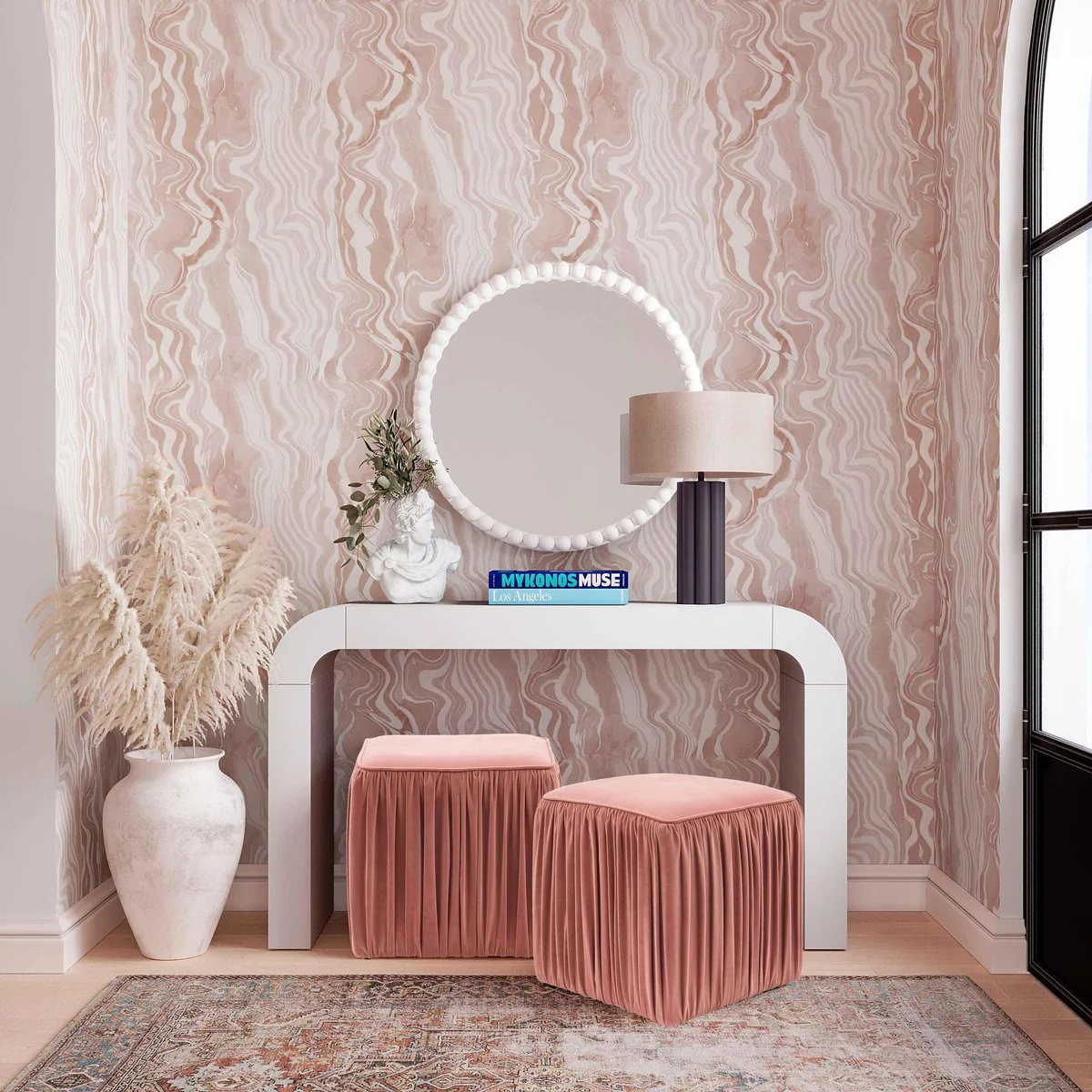 Baria White Wooden Mirror - Image 2