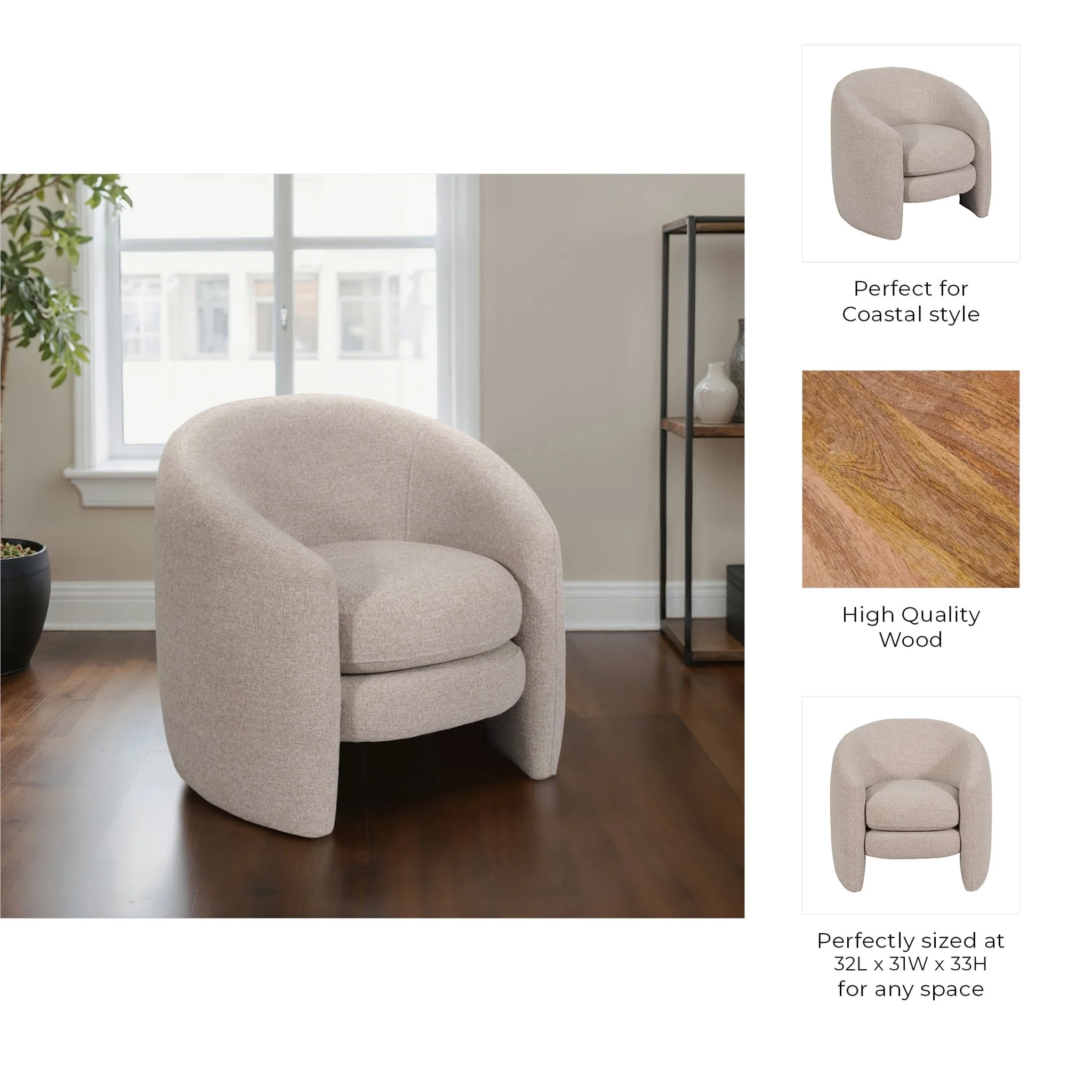 Barrel Arm Chair, Beige - Image 8