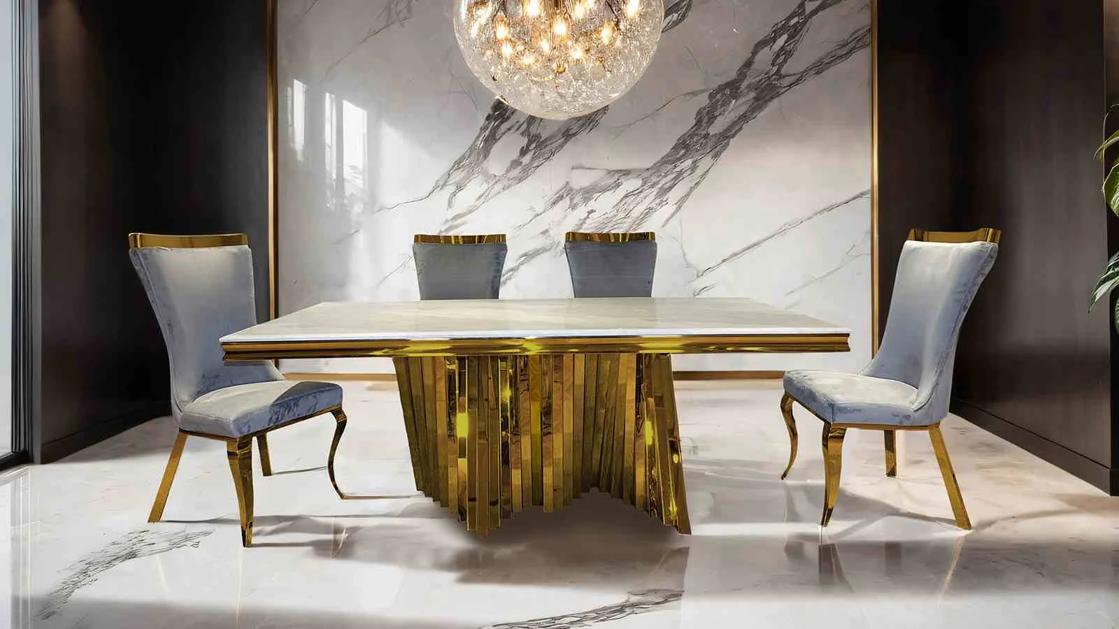 Basilicata Dining Table, Gold - Image 2