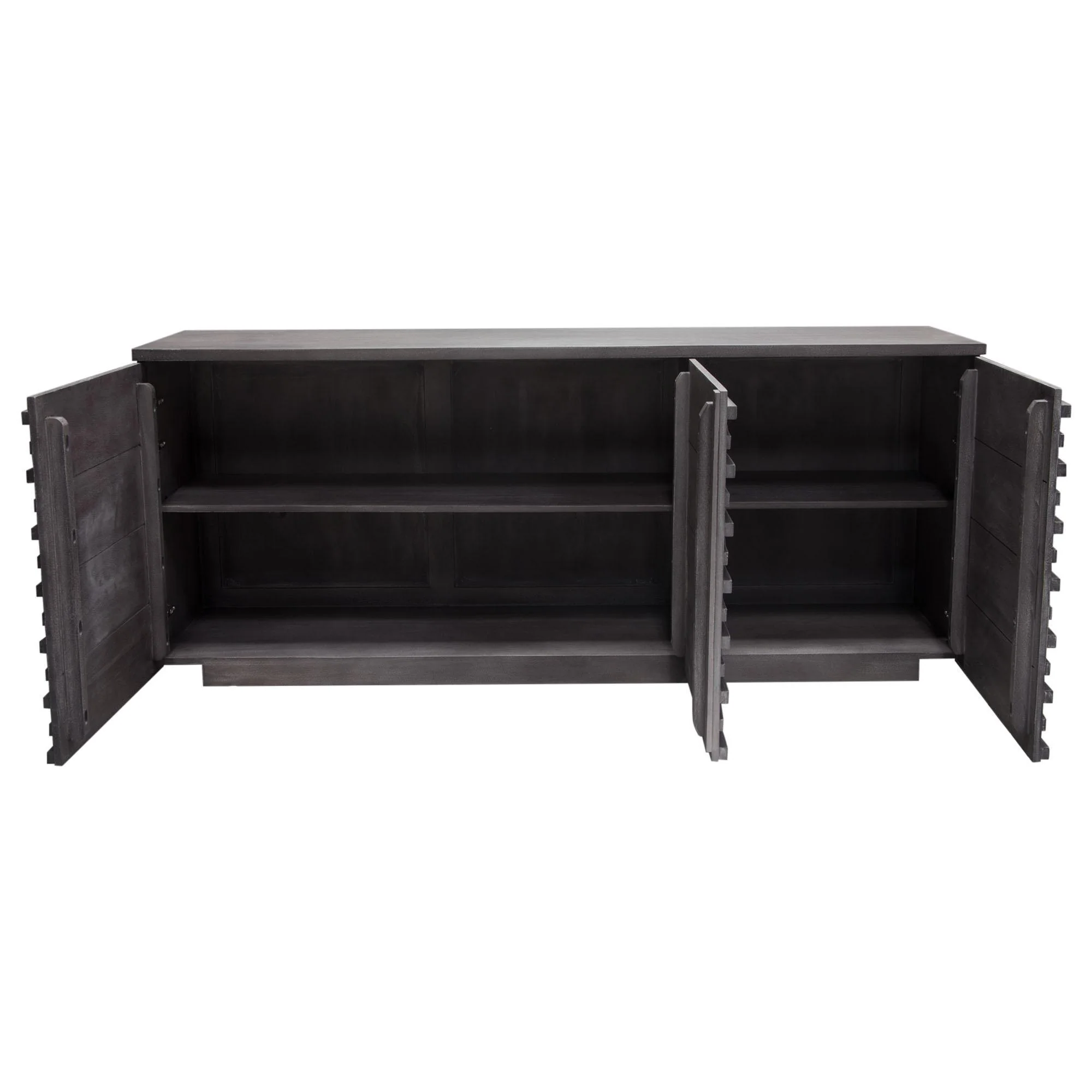 Bastille 69" 3-Door Solid Acacia Wood Sideboard in Smoke Grey Finish by Diamond Sofa - Image 3