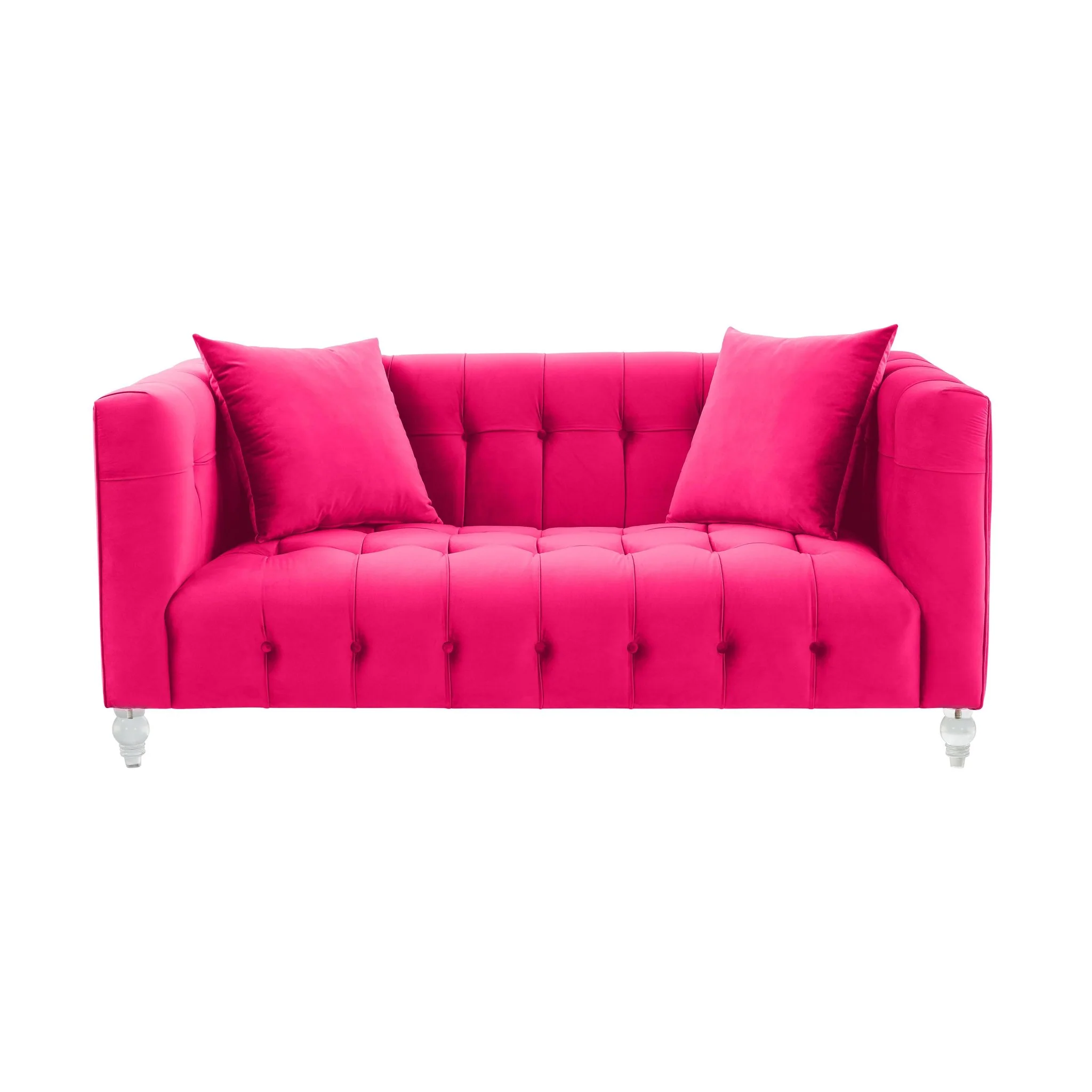 Bea Hot Pink Velvet Loveseat - Image 3