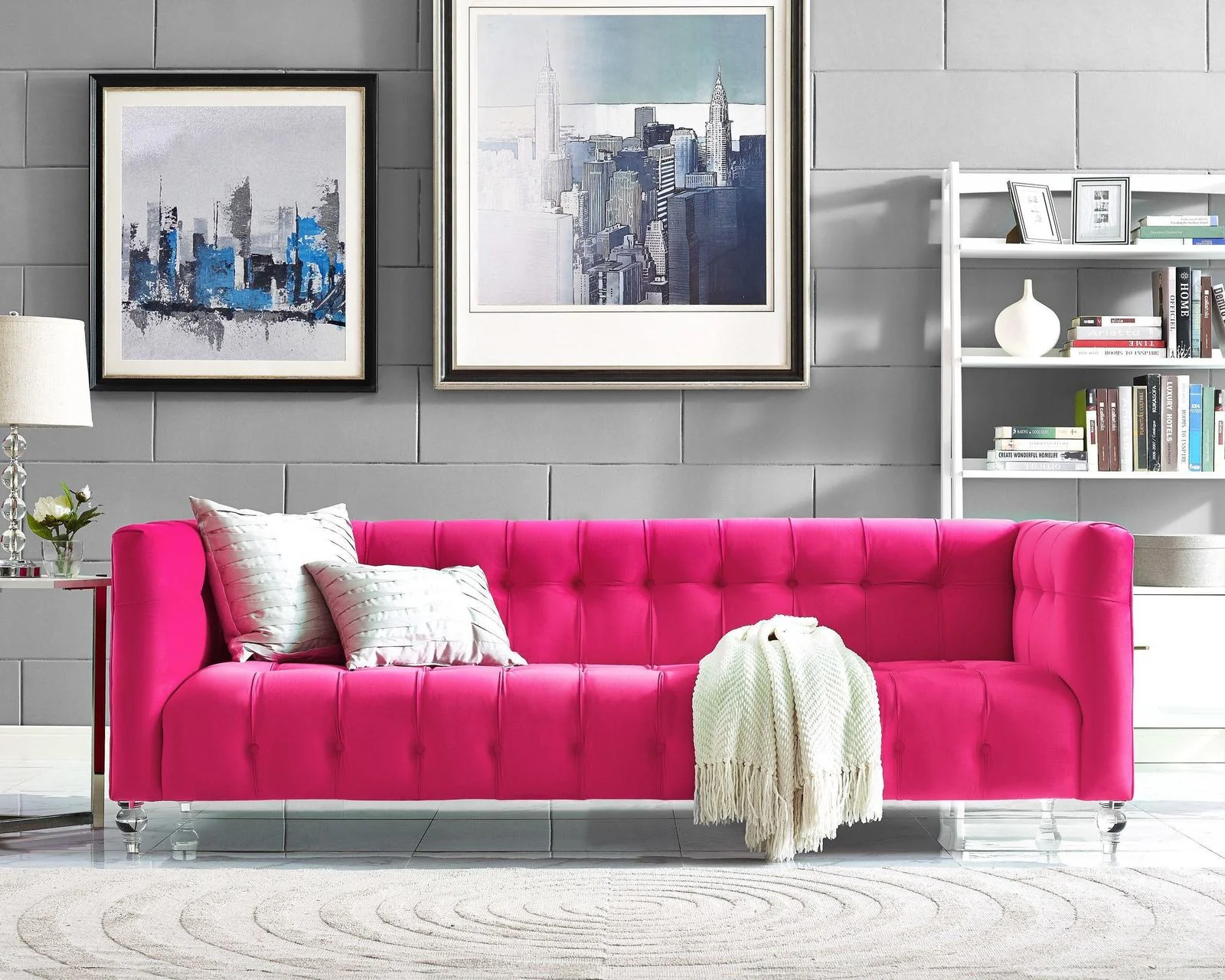 Bea Hot Pink Velvet Sofa - Image 2