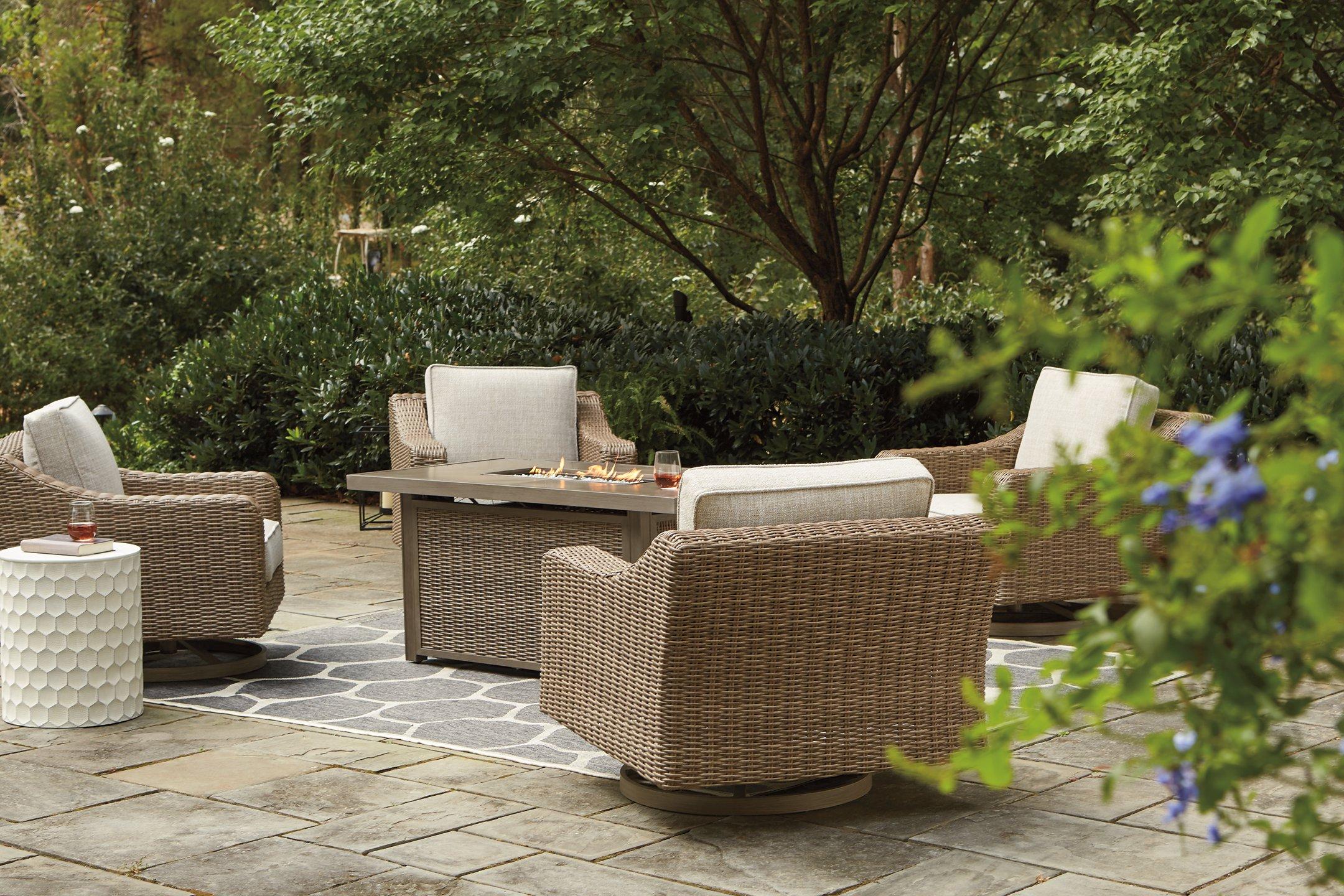 Beachcroft Beachcroft Fire Pit Table with Four Nuvella Swivel Lounge Chairs - Image 5