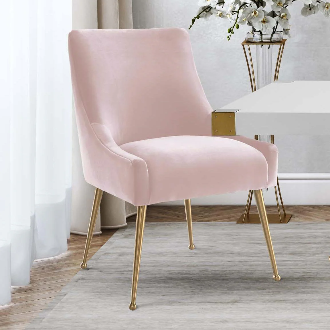 Beatrix Blush Velvet Side Chair - Image 8