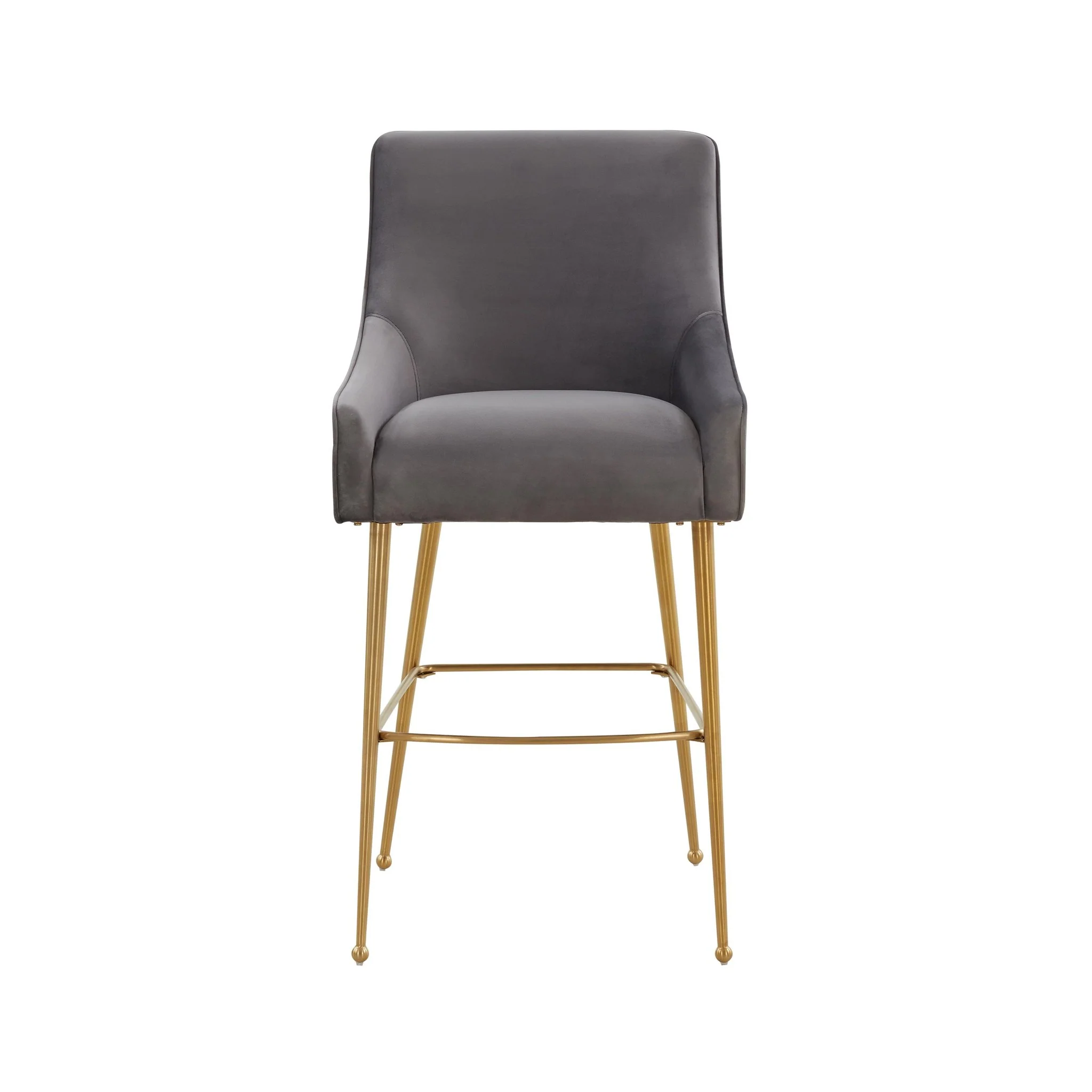 Beatrix Dark Grey Velvet Bar Stool - Gold Legs - Image 3