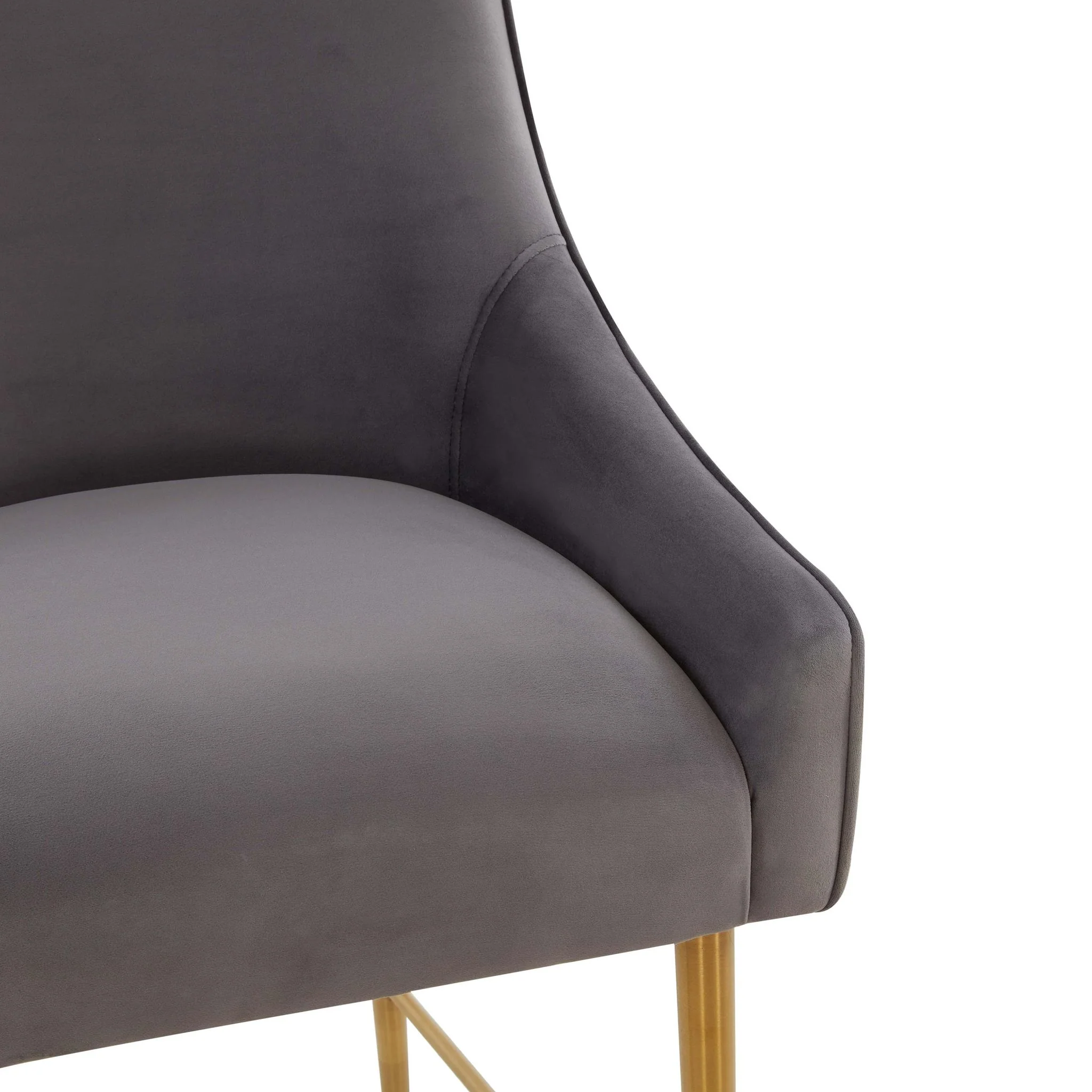 Beatrix Dark Grey Velvet Counter Stool - Gold Legs - Image 5