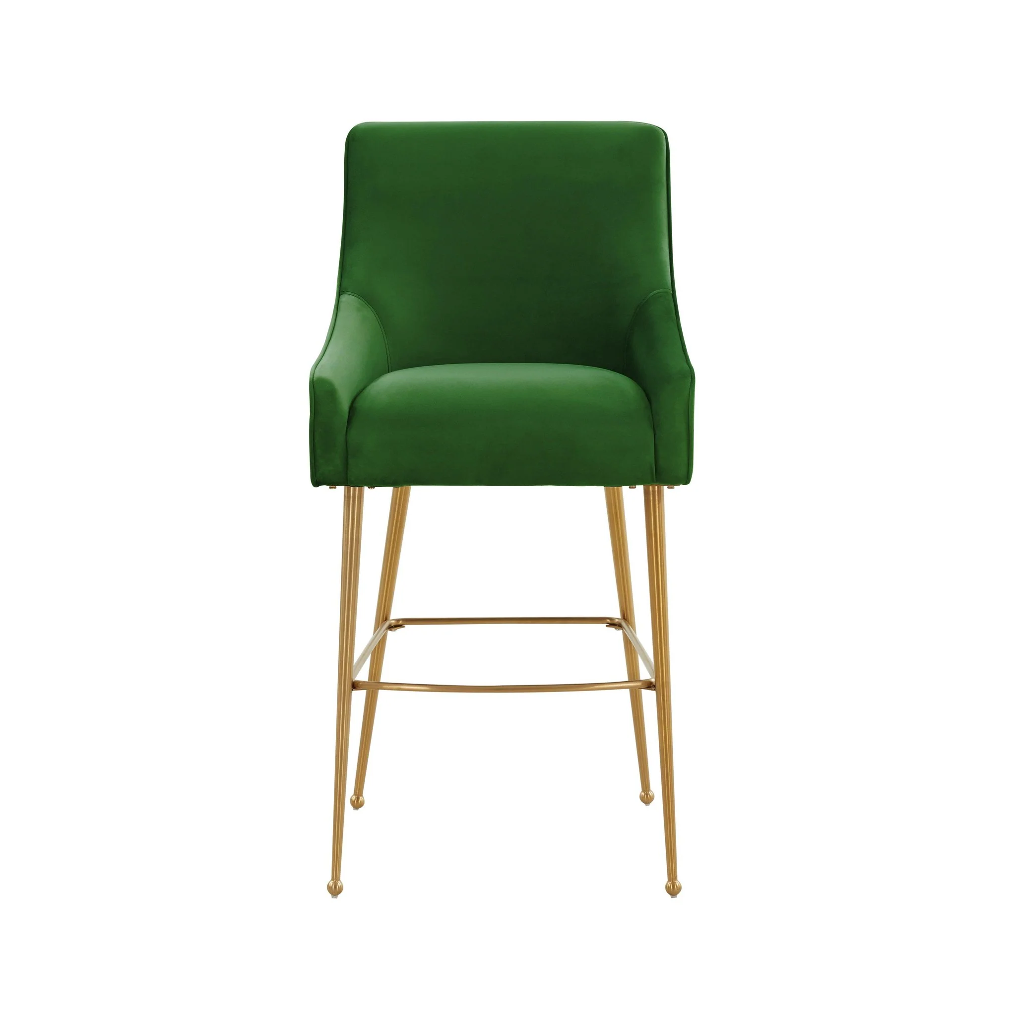 Beatrix Green Velvet Bar Stool - Gold Legs - Image 3