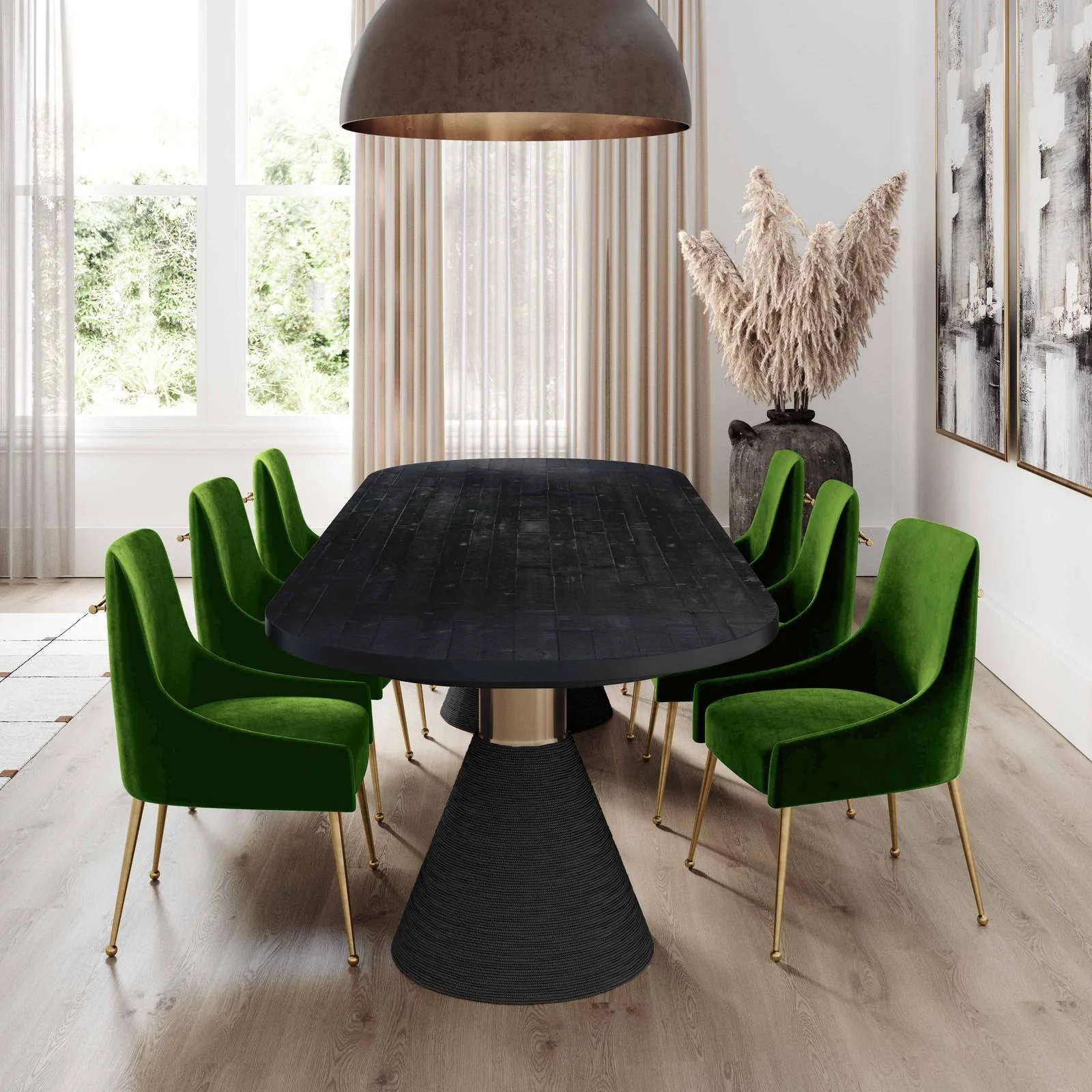 Beatrix Green Velvet Side Chair - Image 2